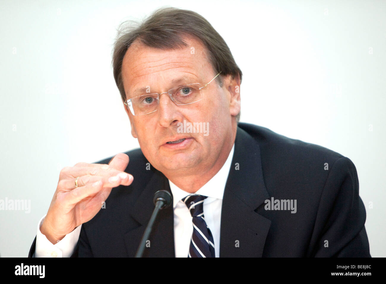 Wolfgang Pfoehler, CEO of Rhoen-Klinikum AG for the cooperation of hospitals and clinics, during the annual press conference on Stock Photo