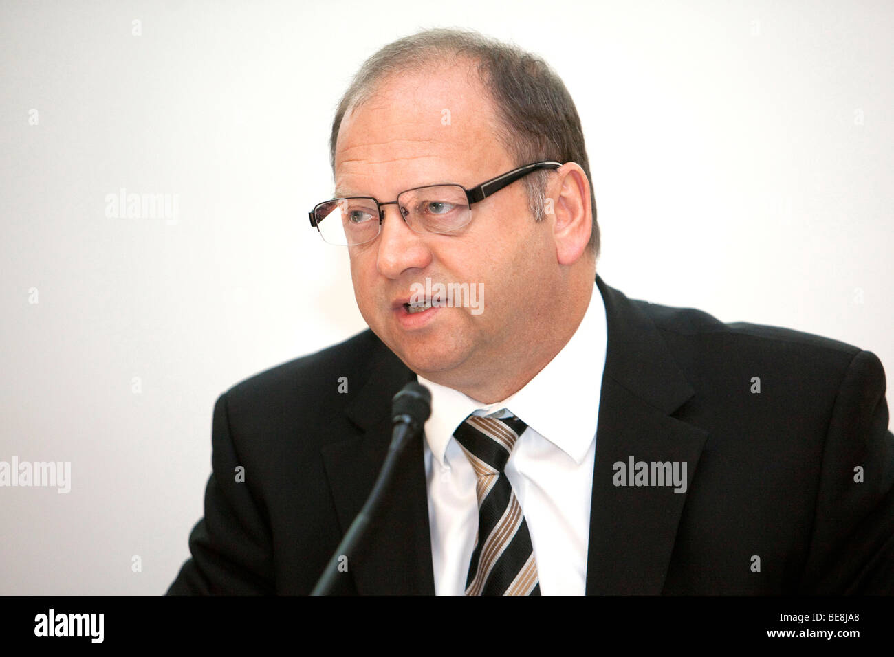 Gerald Meder, Vice Chairman of Rhoen-Klinikum AG for the cooperation of hospitals and clinics, during the annual press conferen Stock Photo