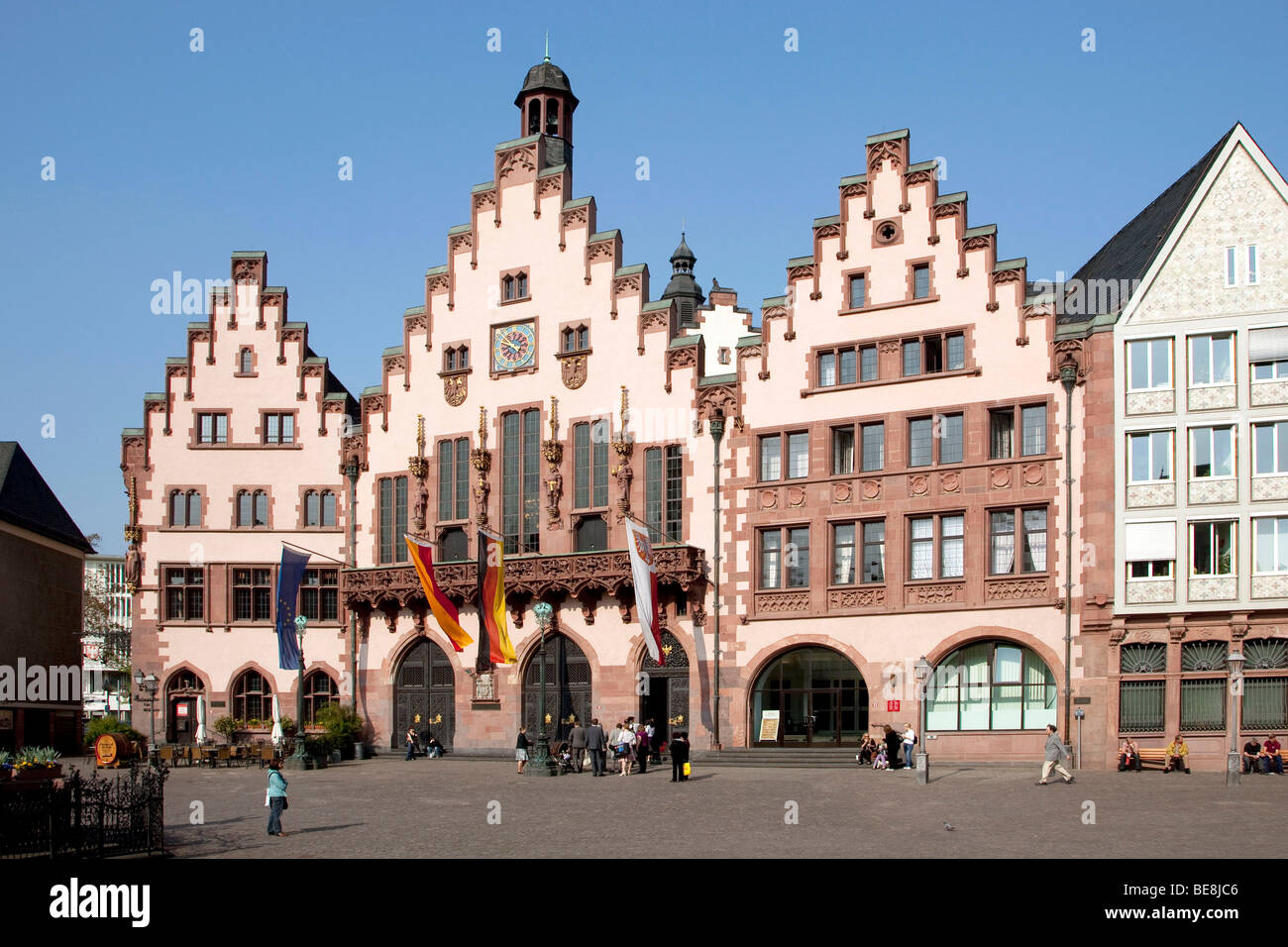 Historic town hall Roemer, Roman at Roemerberg square in Frankfurt am Main, Hesse, Germany, Europe Stock Photo