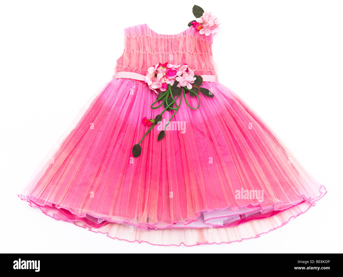 white and baby pink dress
