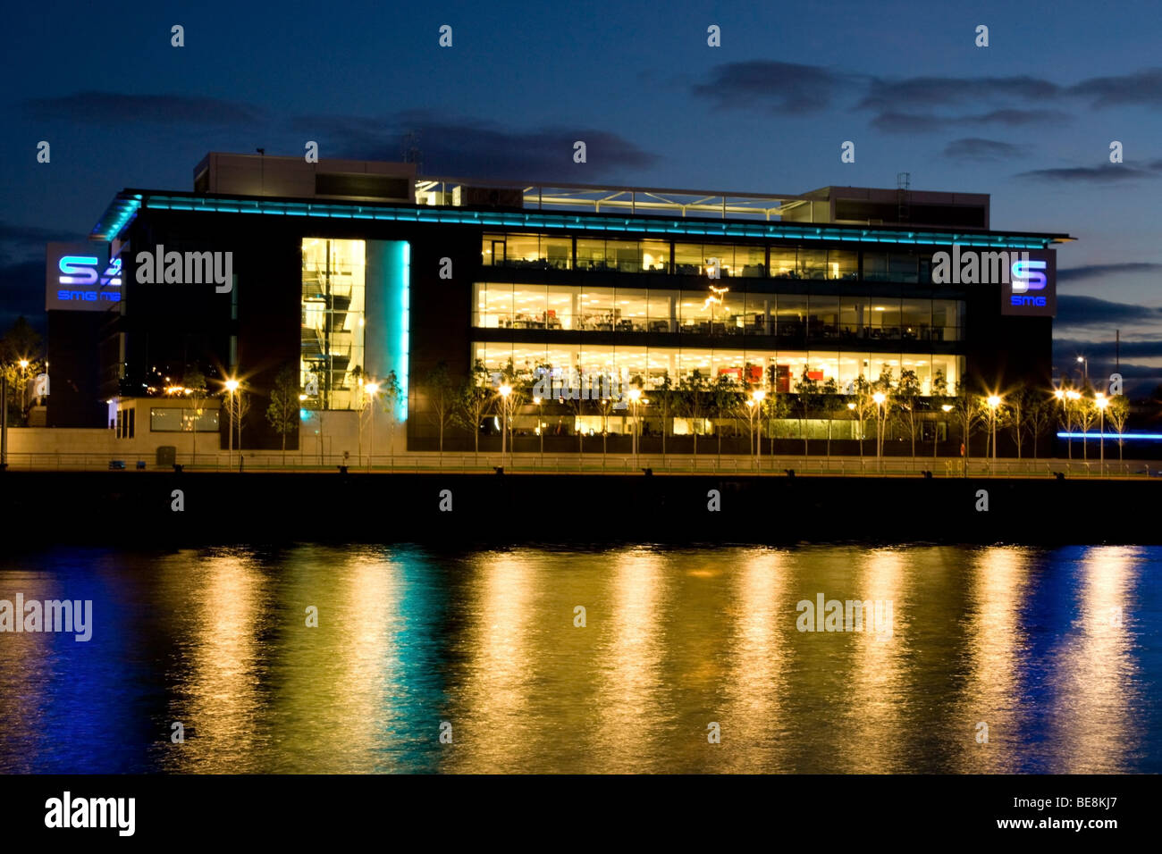 Scottish Television headquarters in Glasgow at night Stock Photo Alamy