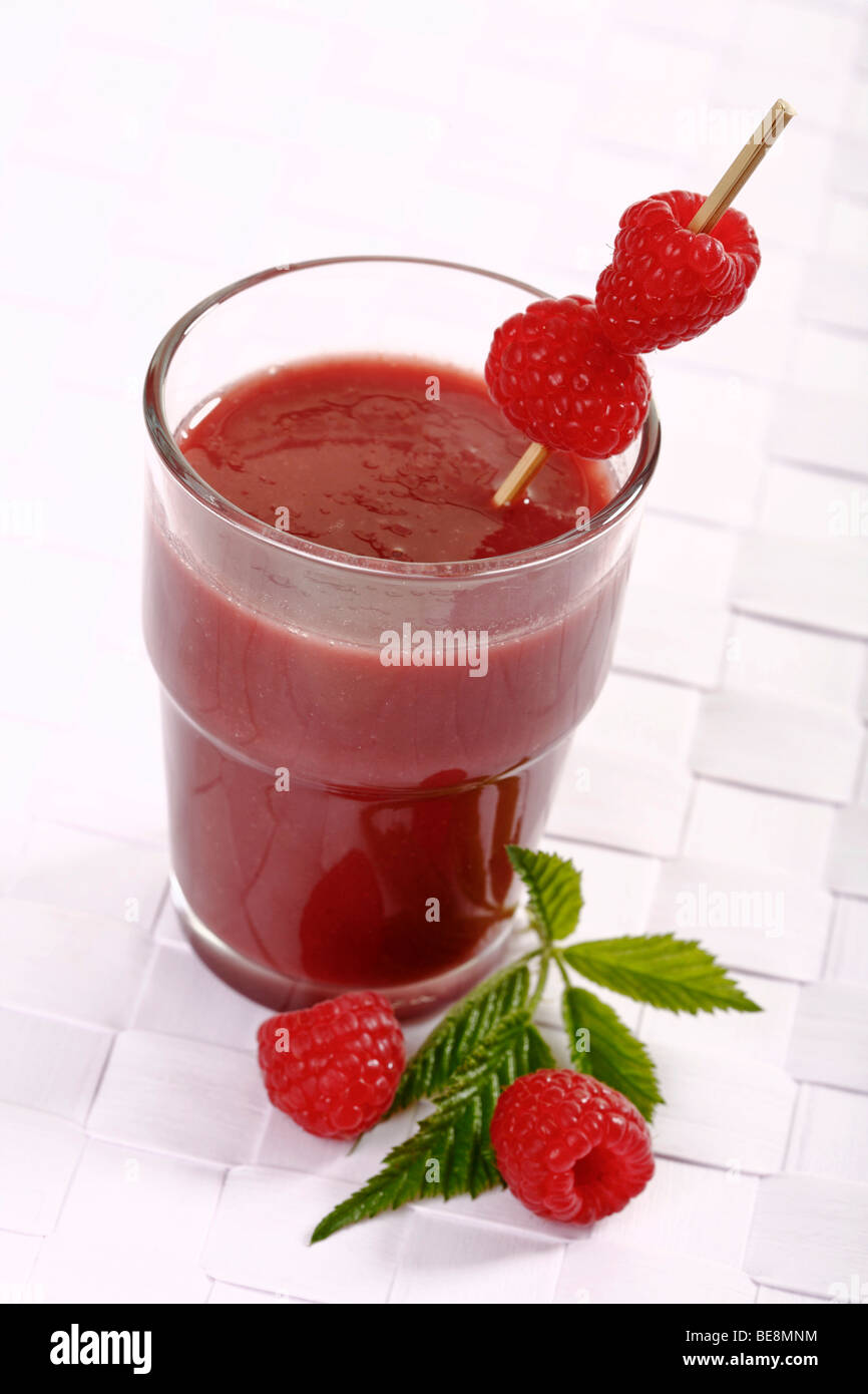 Raspberry smoothie with fresh raspberries Stock Photo