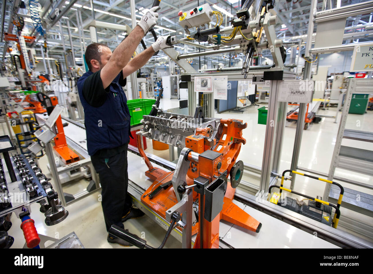 Production of Aston Martin V12 motors, Aston Martin engine plant in Cologne, Rhineland-Palatinate, Germany, Europe Stock Photo