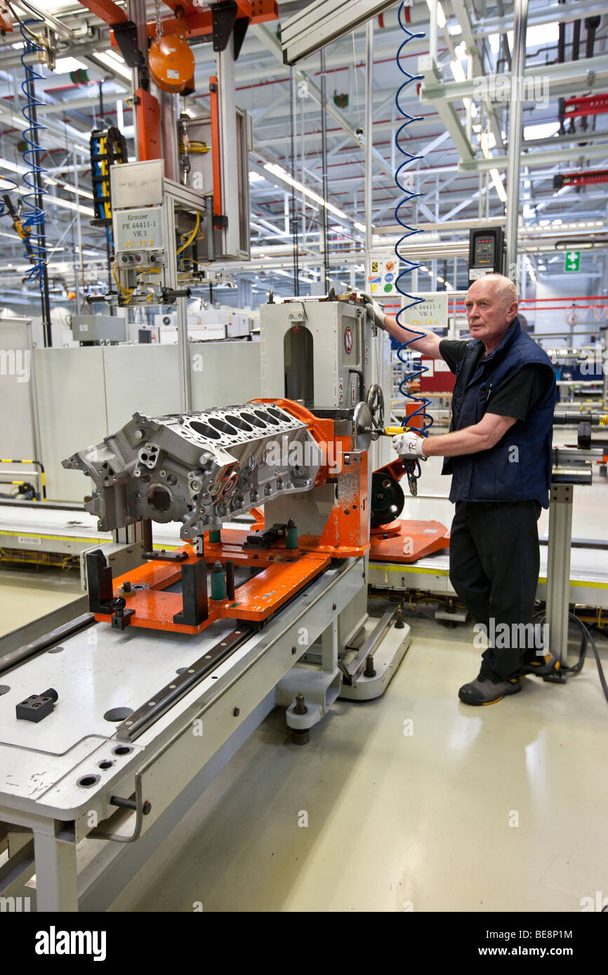 Production of Aston Martin V12 motors, Aston Martin engine plant in Cologne, Rhineland-Palatinate, Germany, Europe Stock Photo