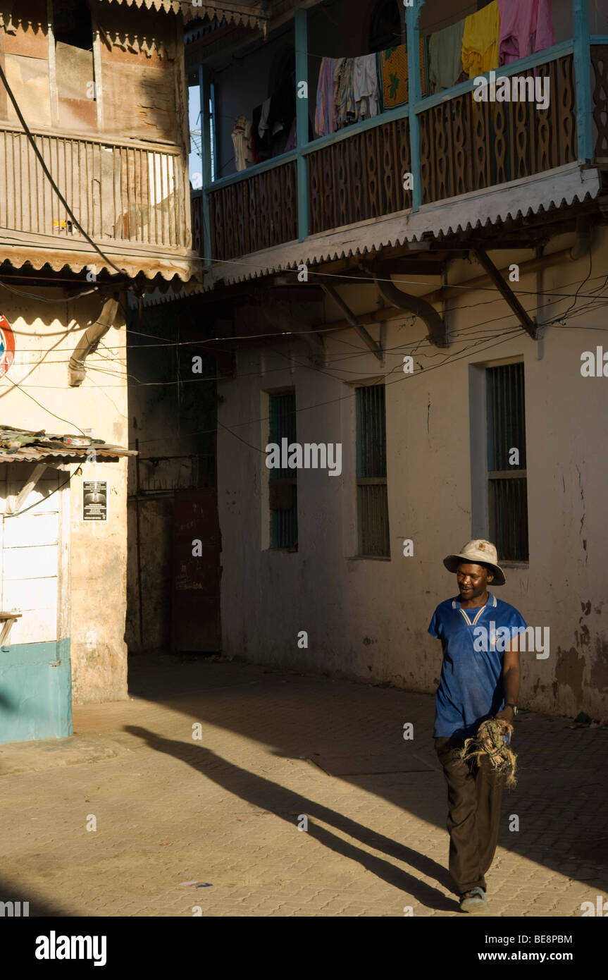 street scene, The old Town, Mombasa, Kenya Stock Photo