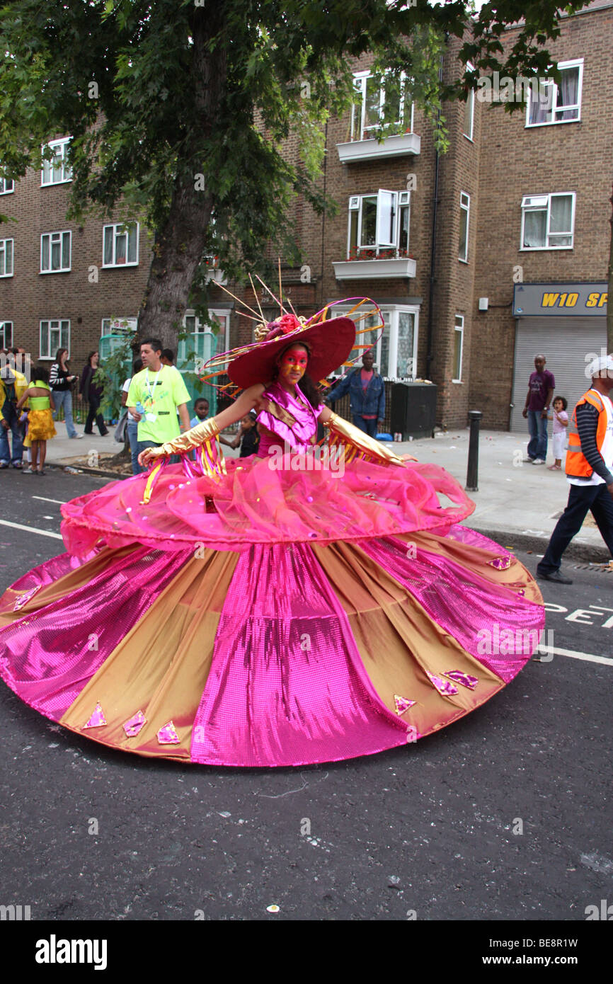 The girl with her costum from nothing hill carnival Stock Photo