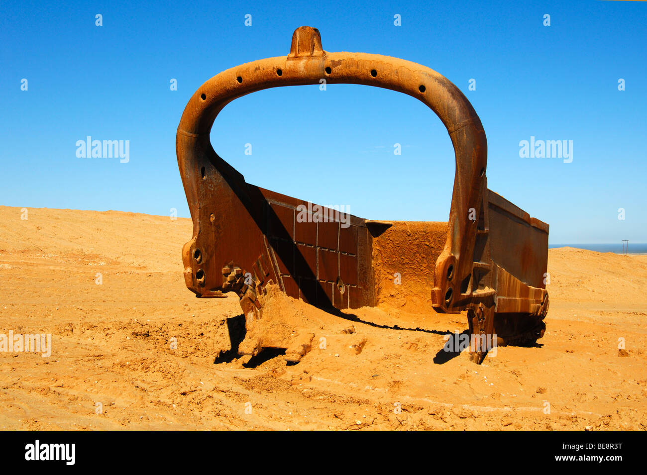 Large bucket of a dragline, De Beers Namaqualand diamond mine, Kleinzee, Northern Cape, South Africa Stock Photo