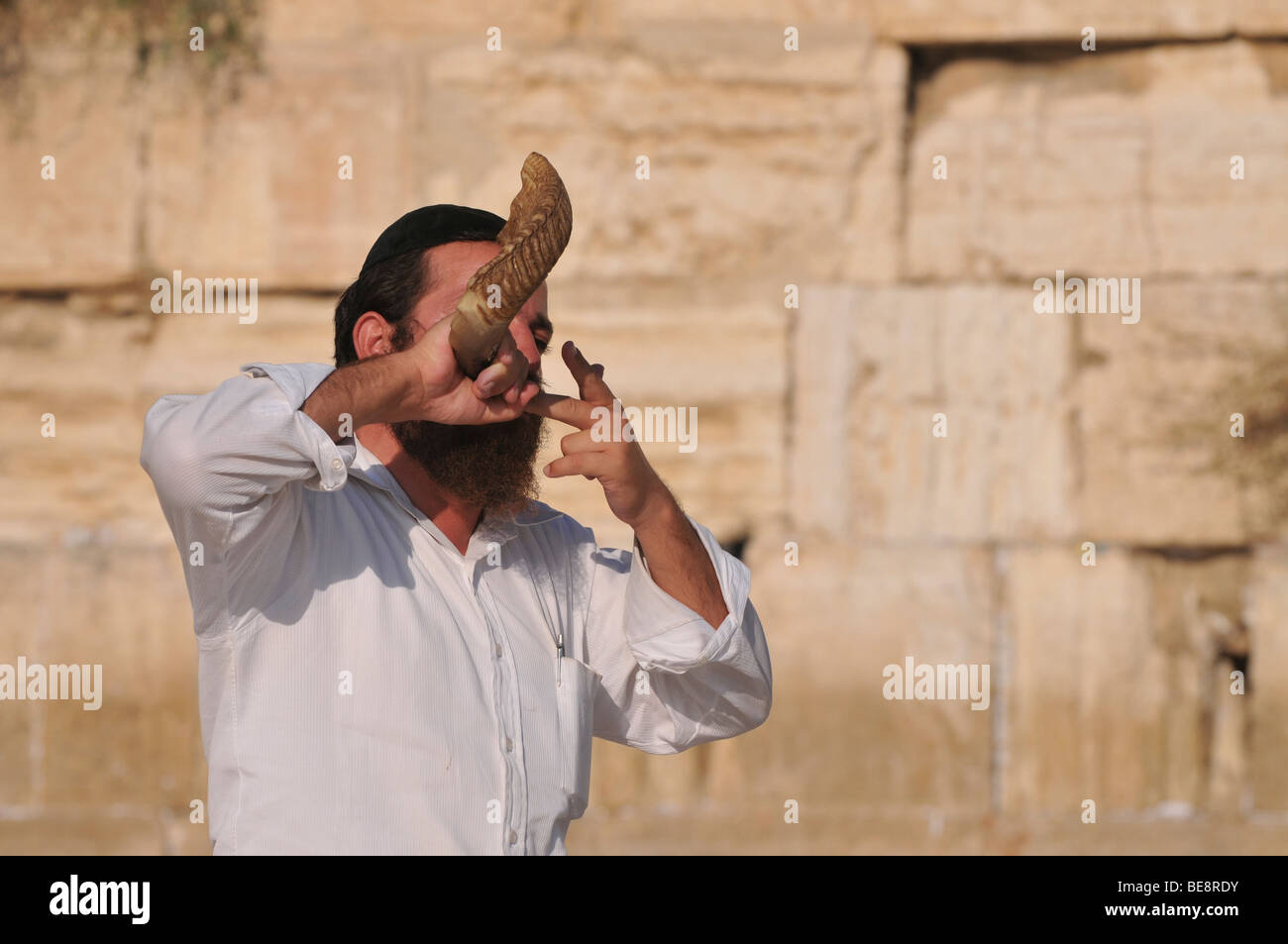 Man blowing shofar hires stock photography and images Alamy