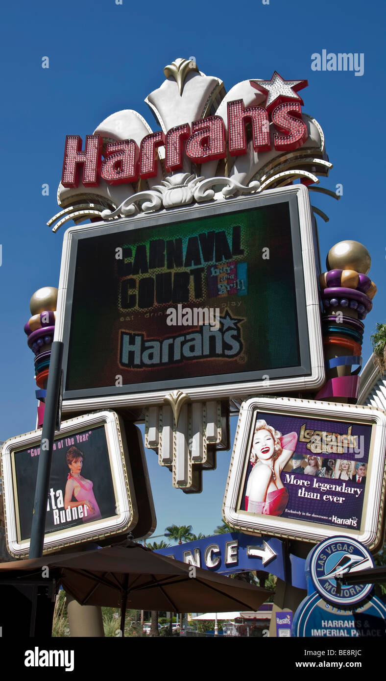 Billboard advertising the Harrahs Hotel in Las Vegas, Nevada, USA Stock Photo