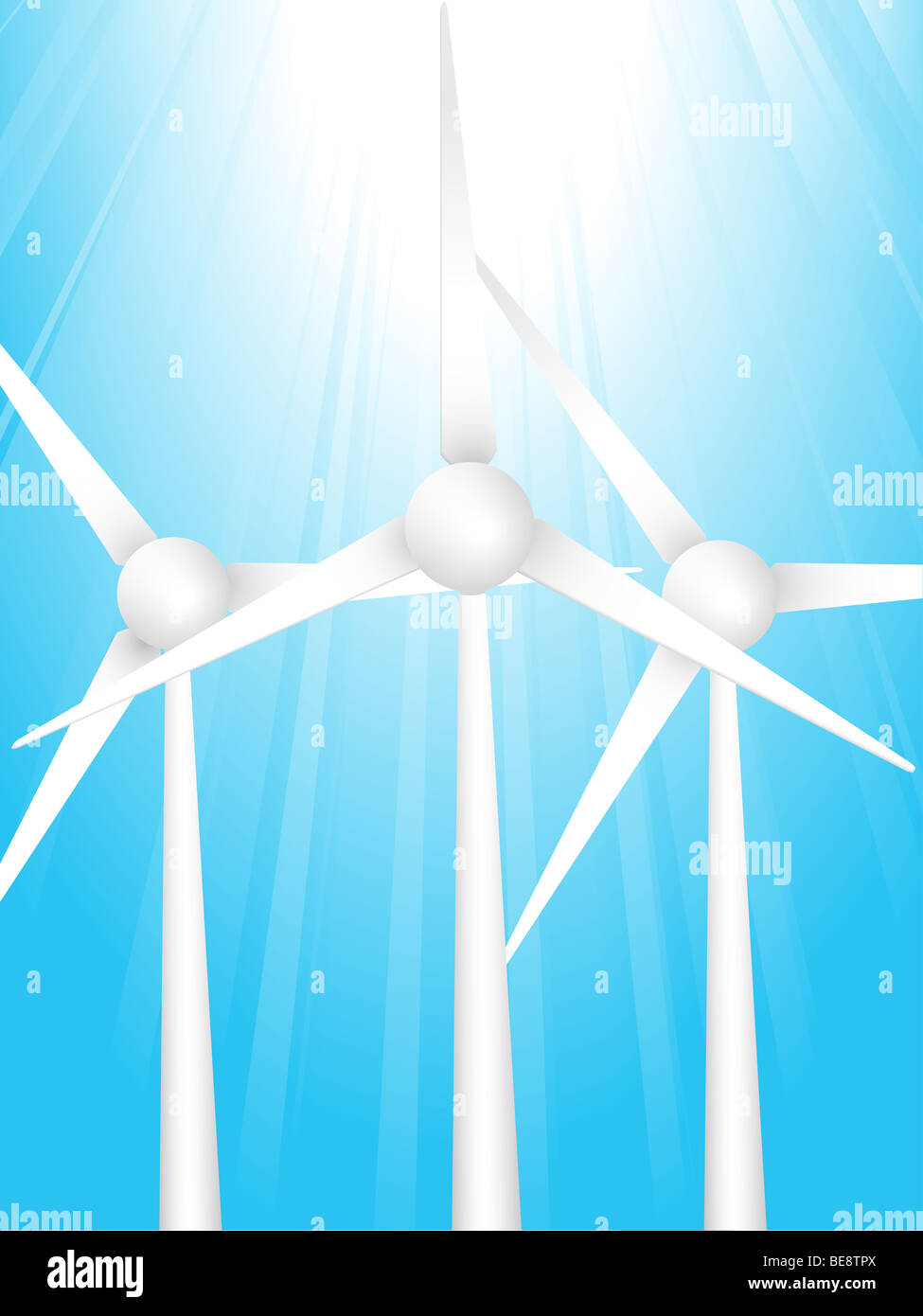 wind turbines turning against a tranquil blue sky Stock Photo - Alamy
