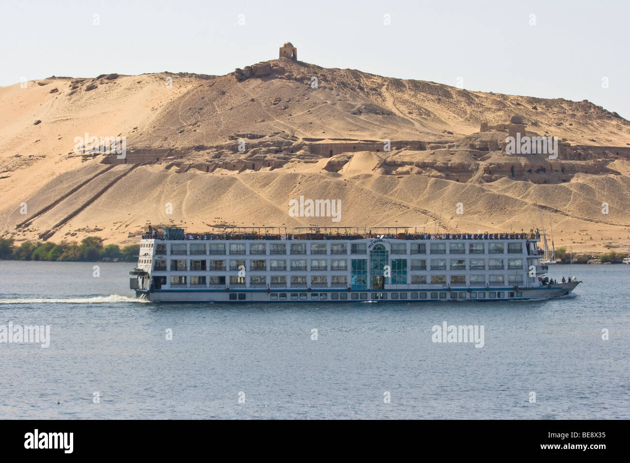 Tourist Riverboat on the Nile in Aswan Egypt Stock Photo