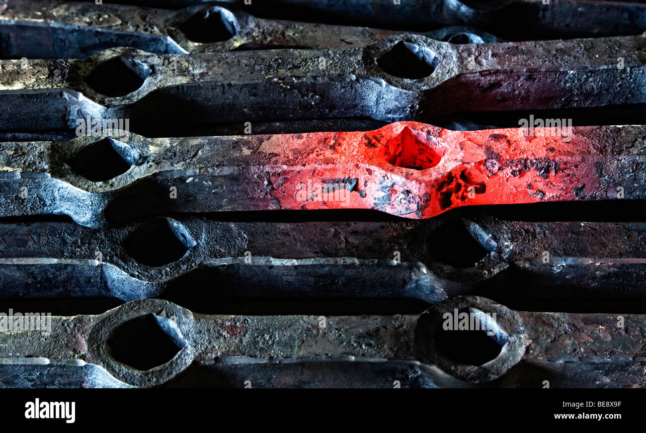 Glowing workpiece in a forge, Berlin, Germany Stock Photo