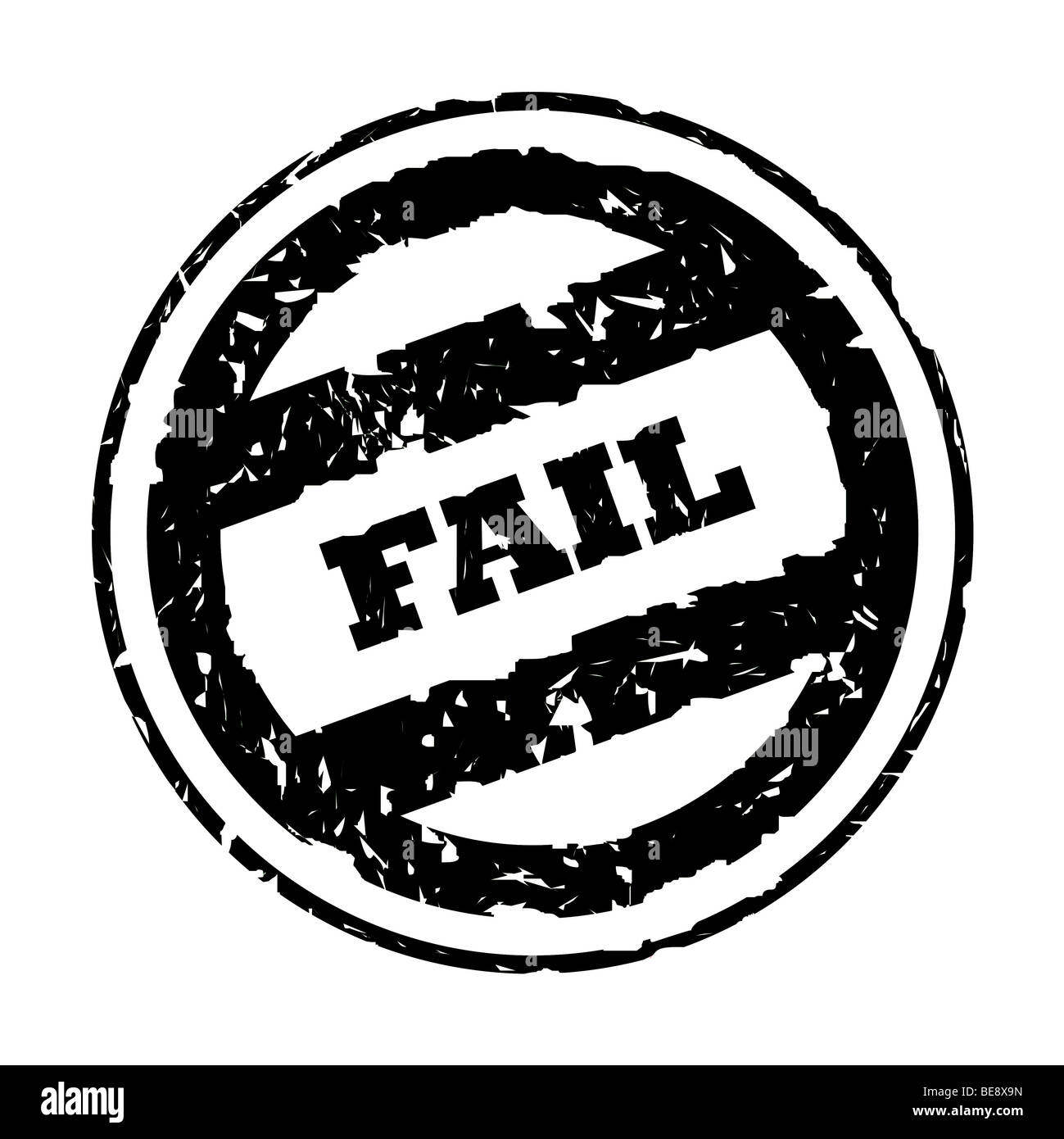 Used black business fail stamp, isolated on white background. Stock Photo