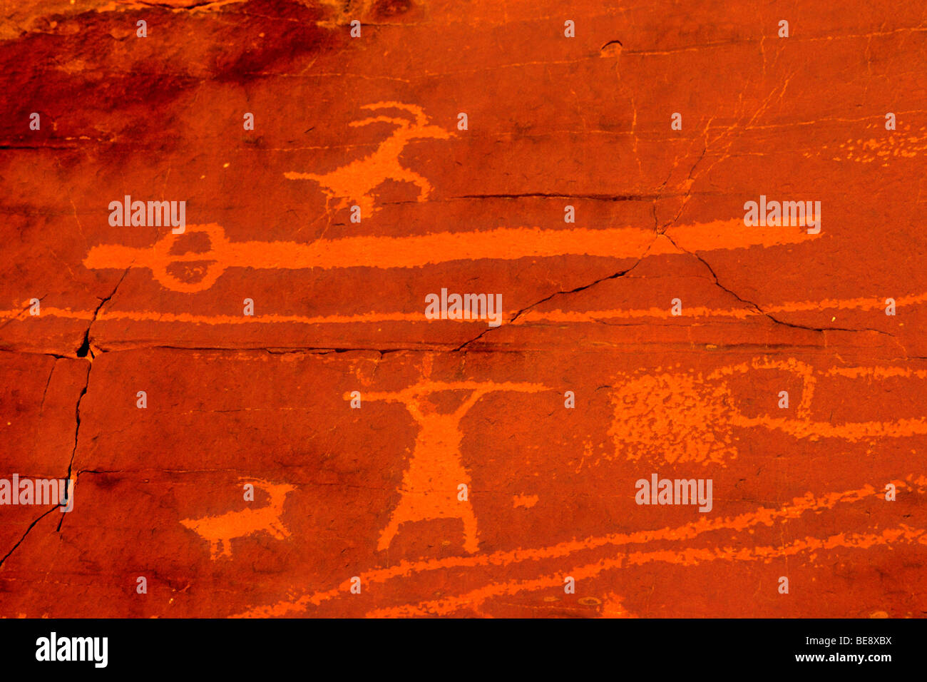 Atlatl petroglyph on rock, Valley of Fire State Park, native american ...