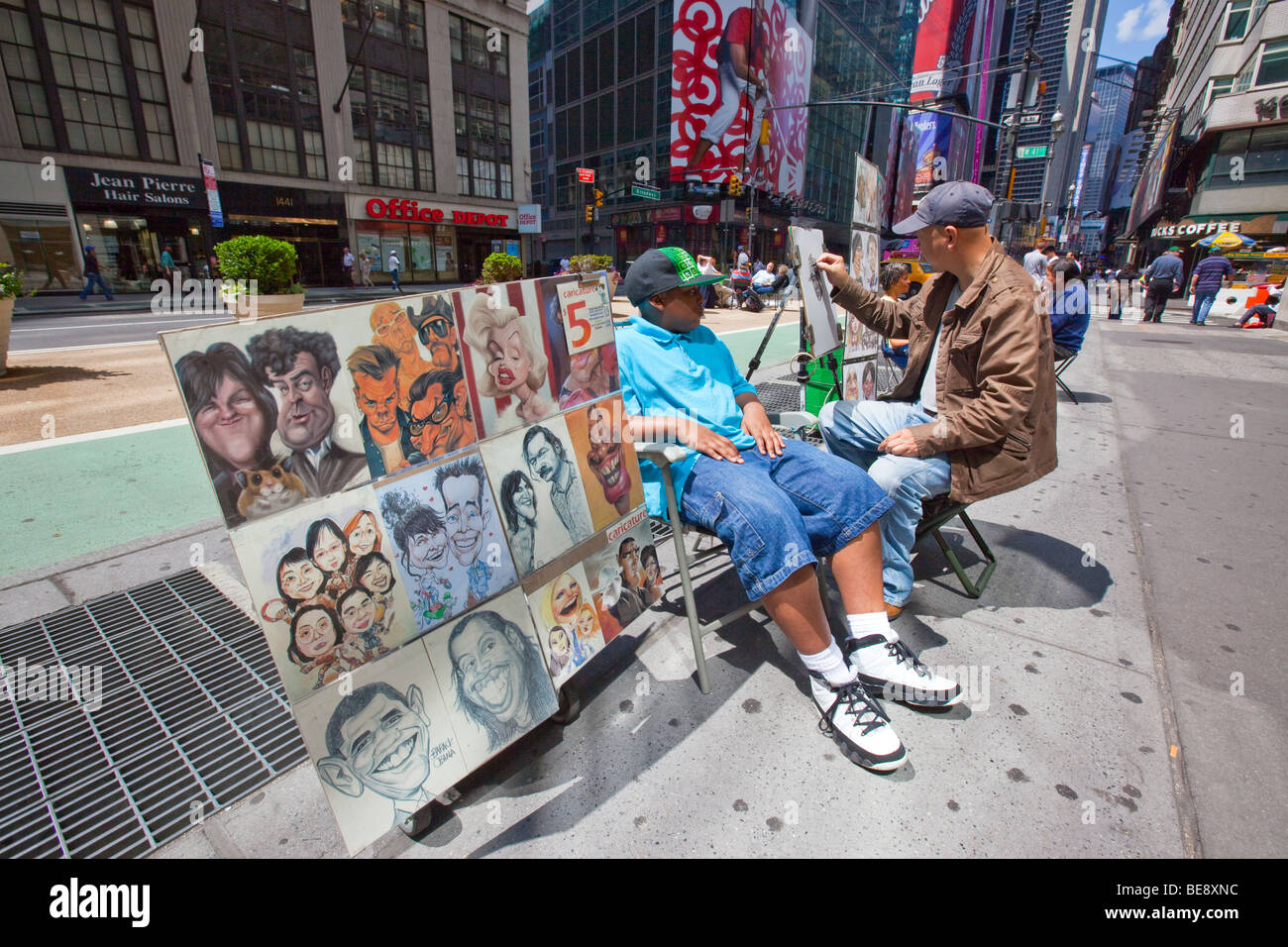 Portrait Street Artist in Times Square in New York City Stock Photo
