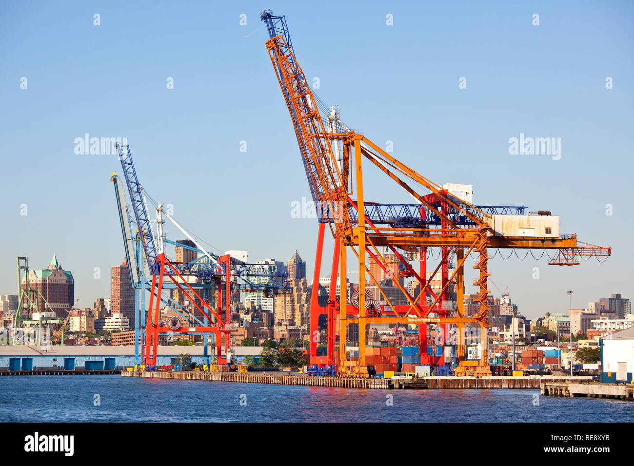 Cargo Cranes in Brooklyn New York Stock Photo
