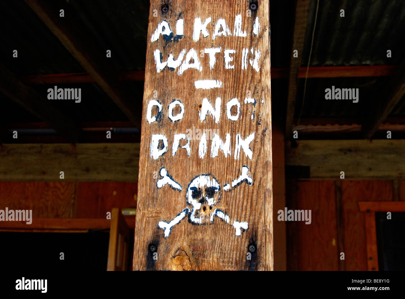 warning sign of alkali water (salt water) do not drink Stock Photo Alamy