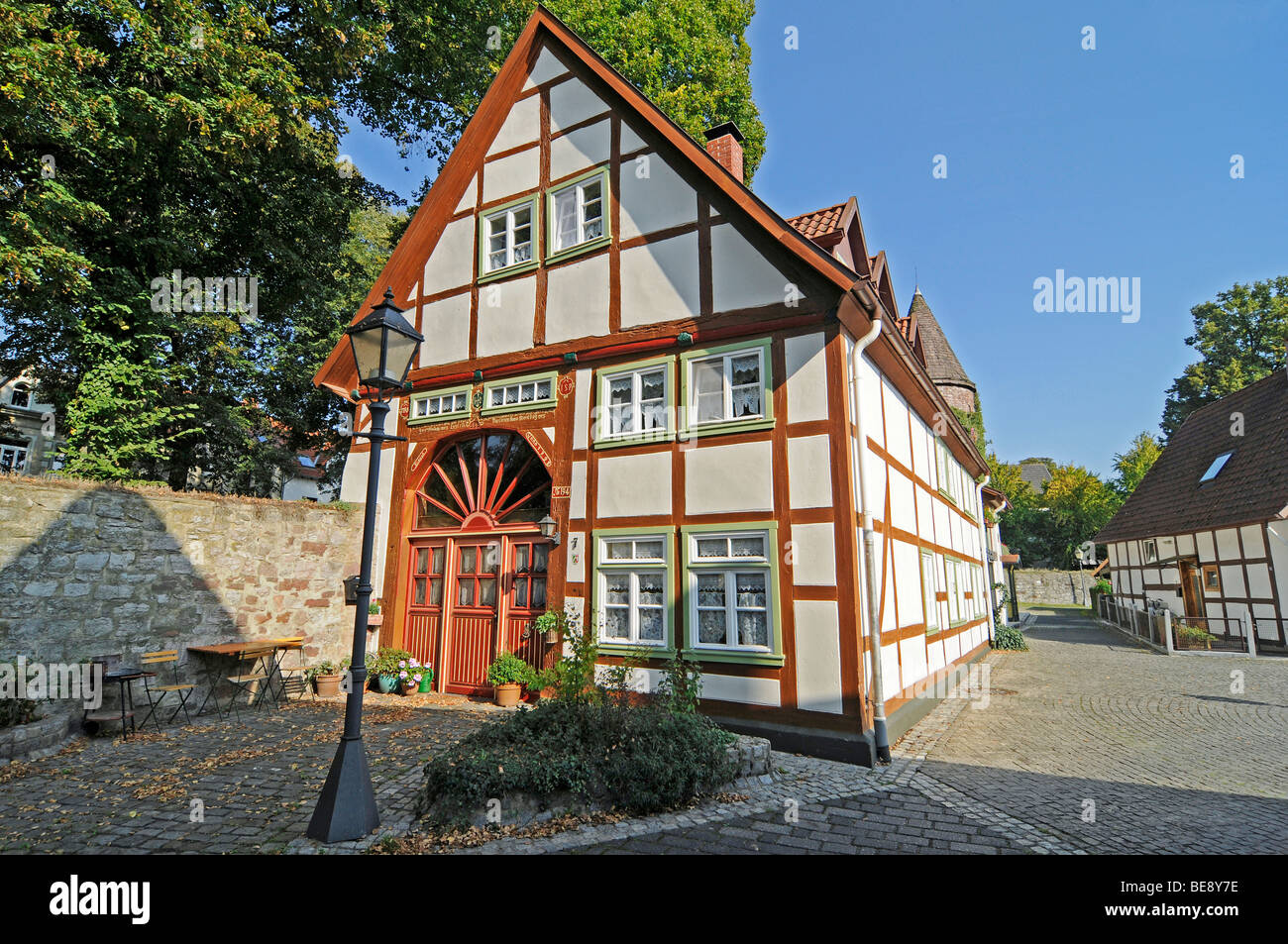 Half-timbered house, historic town centre, Luegde, Bad Pyrmont ...