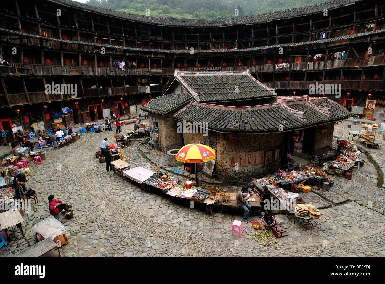 Roundhouse, Chinese: Tulou, with ancestral temple, adobe ...