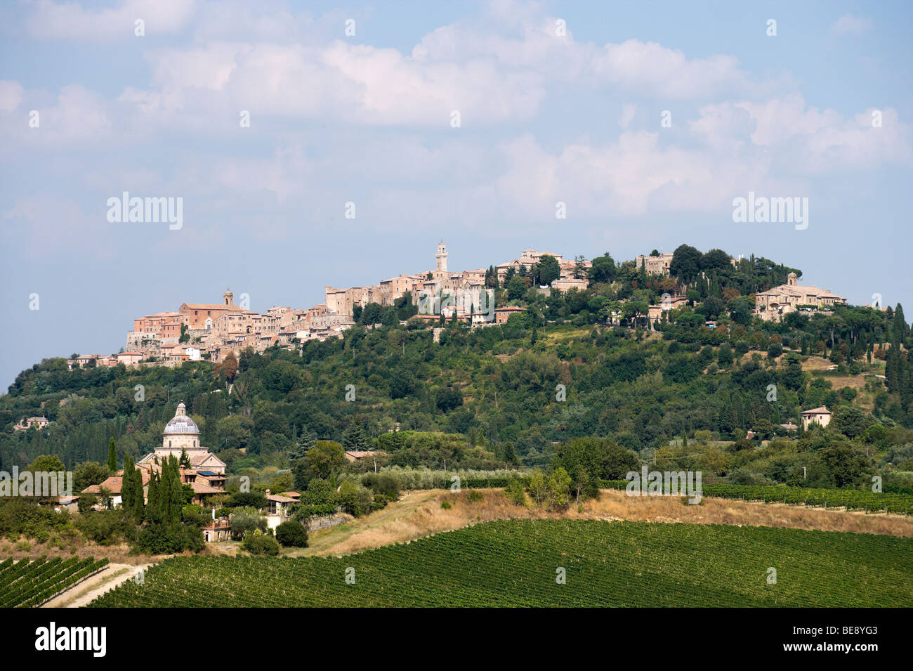 The Tuscan hill town of Montepulciano, Tuscany, Italy Stock Photo