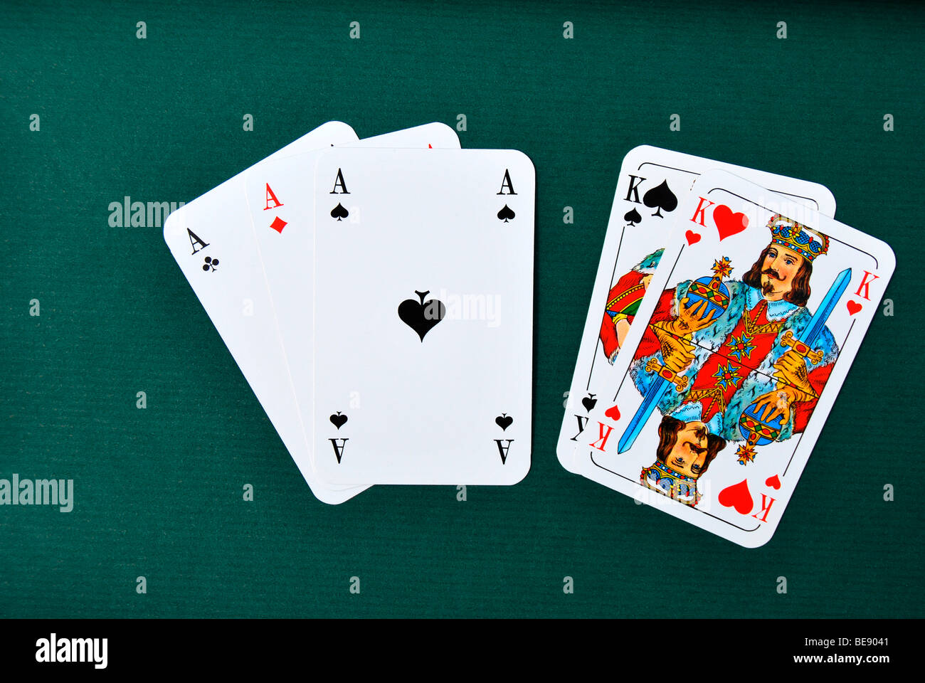 Playing cards, poker, full house Stock Photo
