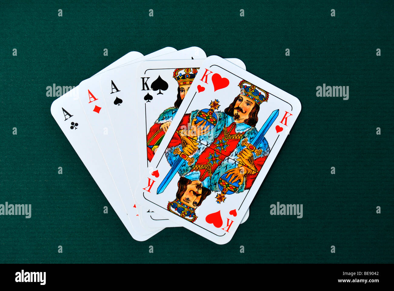 Playing cards, poker, full house Stock Photo