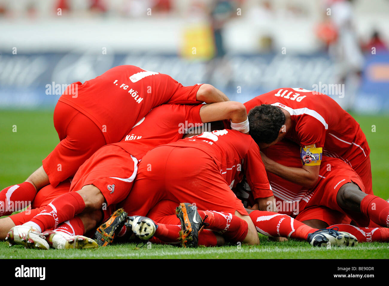 Players celebrating a goal, 1 FC Cologne Stock Photo