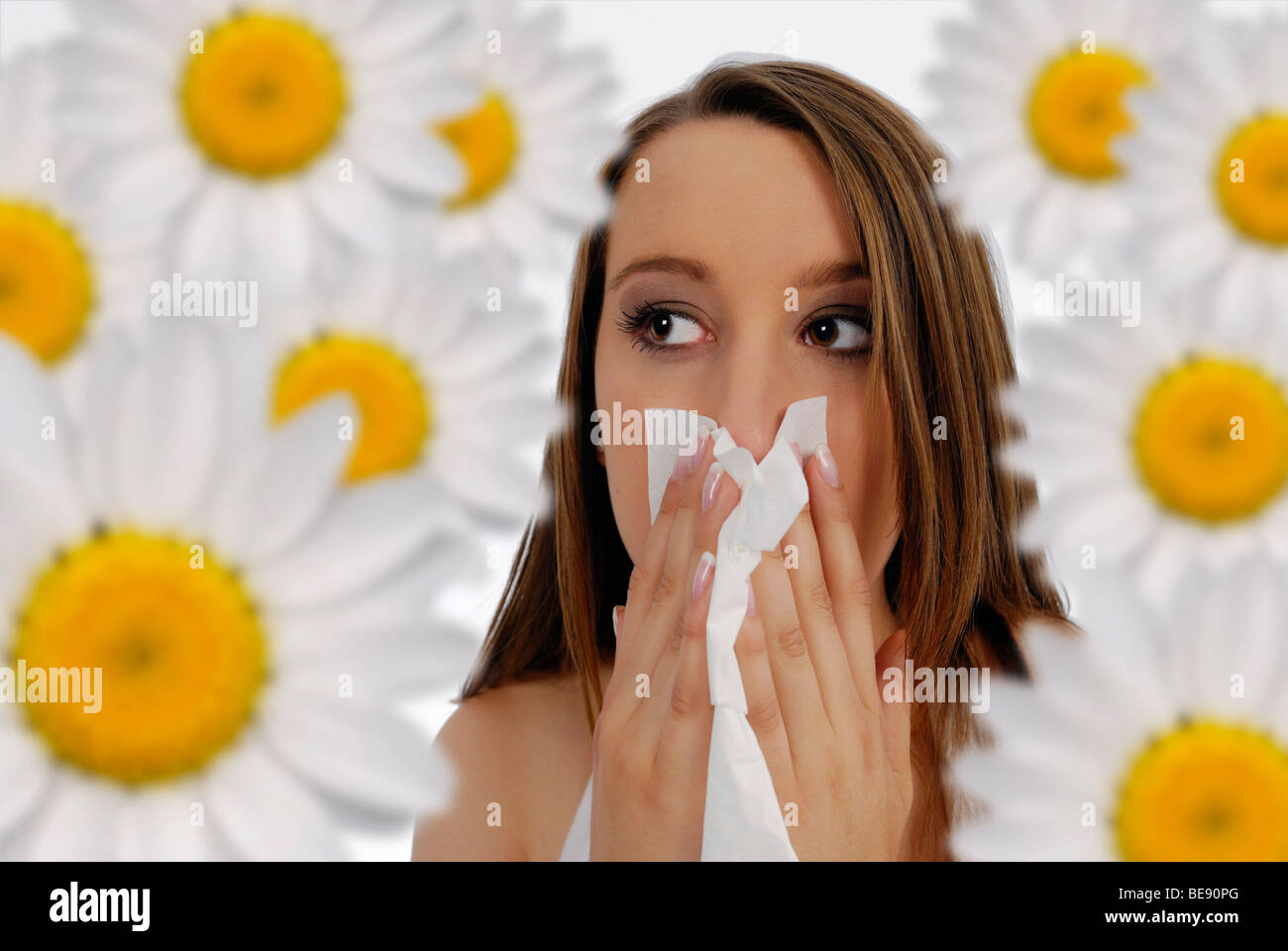 Woman with hayfever Stock Photo