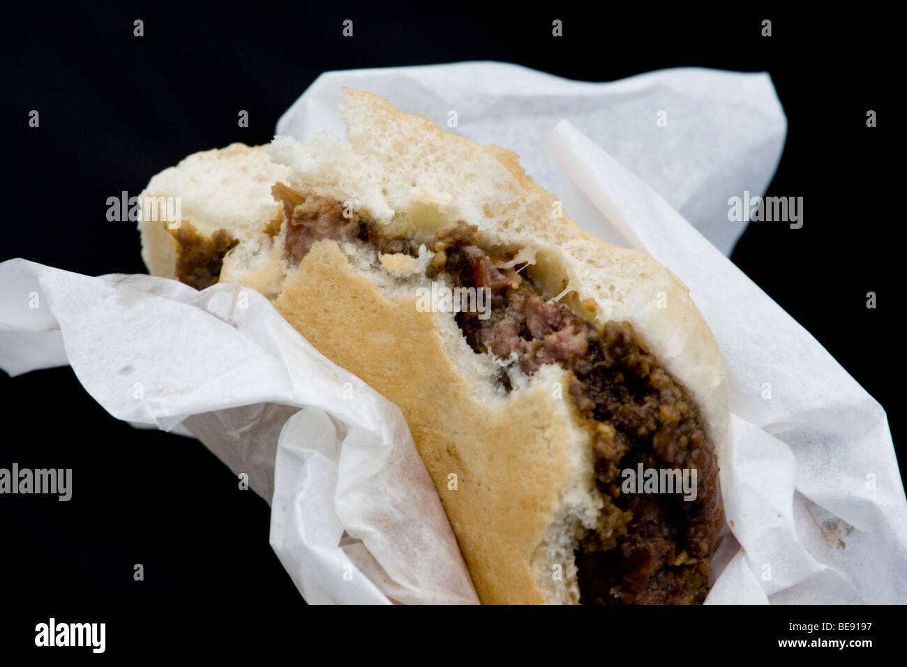Close up shot of a hamburger. Stock Photo