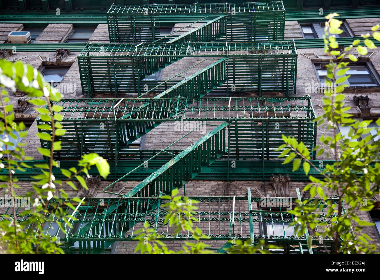 Fire Escape on an Apartment Building in Manhattan New York City Stock Photo