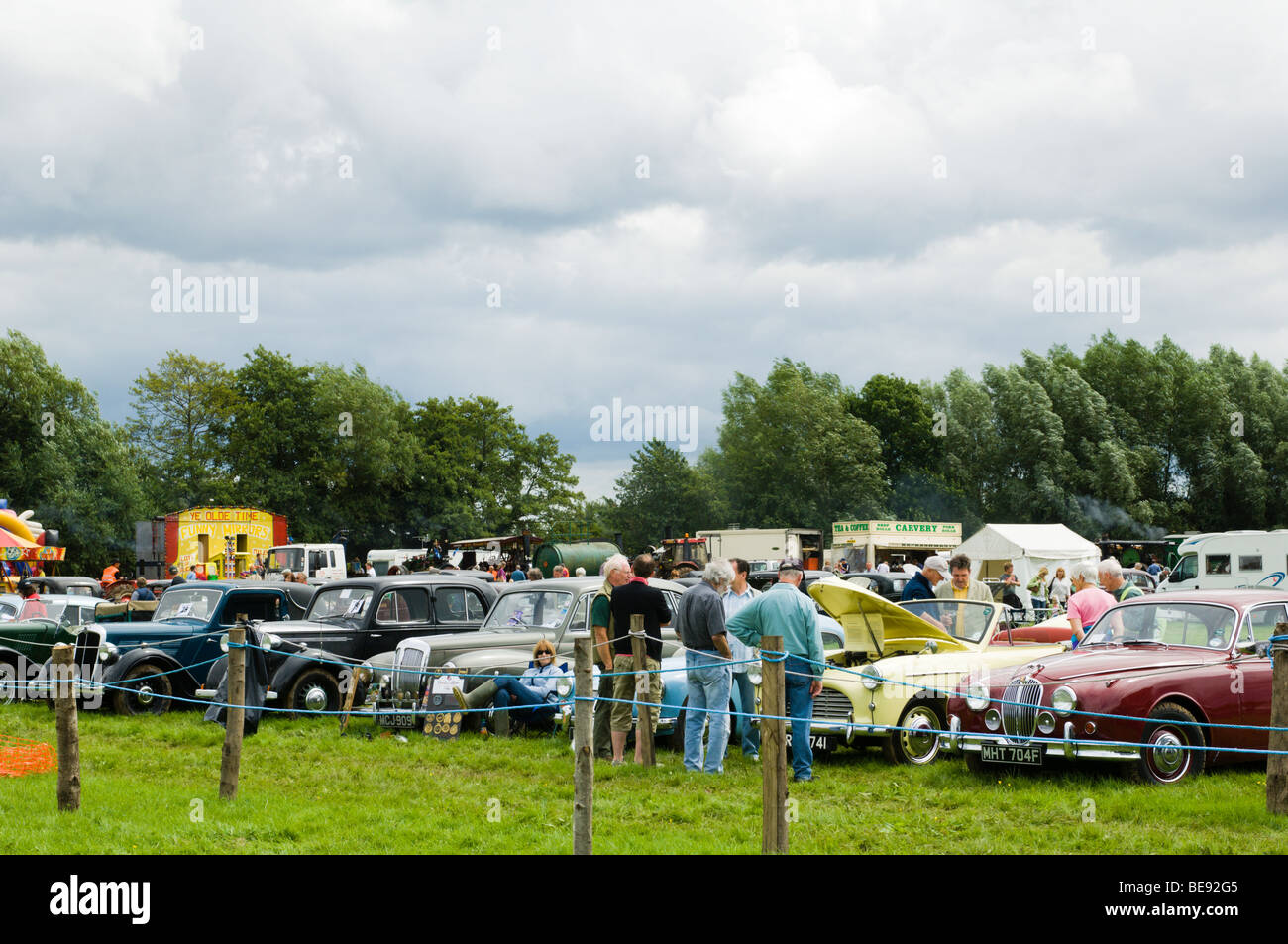 People admiring classic cars at a steam rally Stock Photo