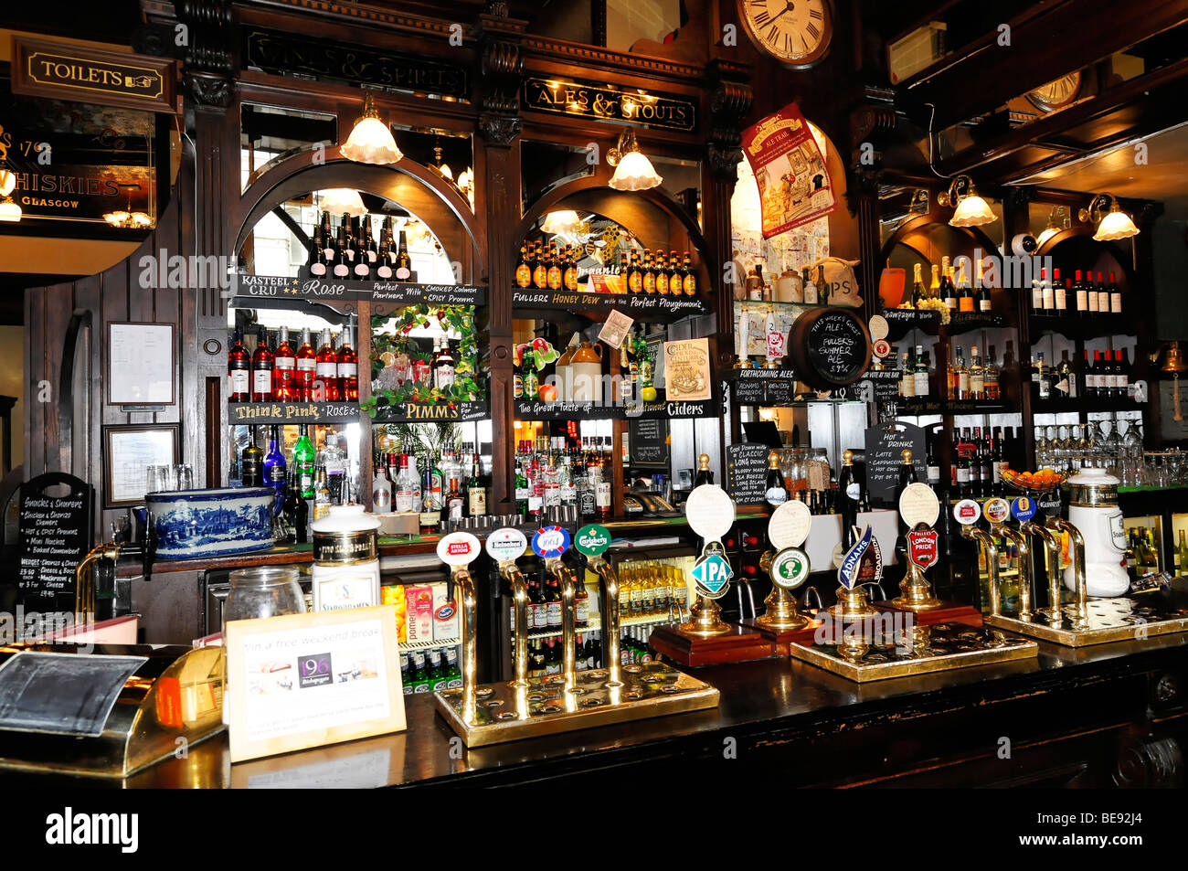 Typical interior, pub, tavern, London, England, United Kingdom, Europe Stock Photo