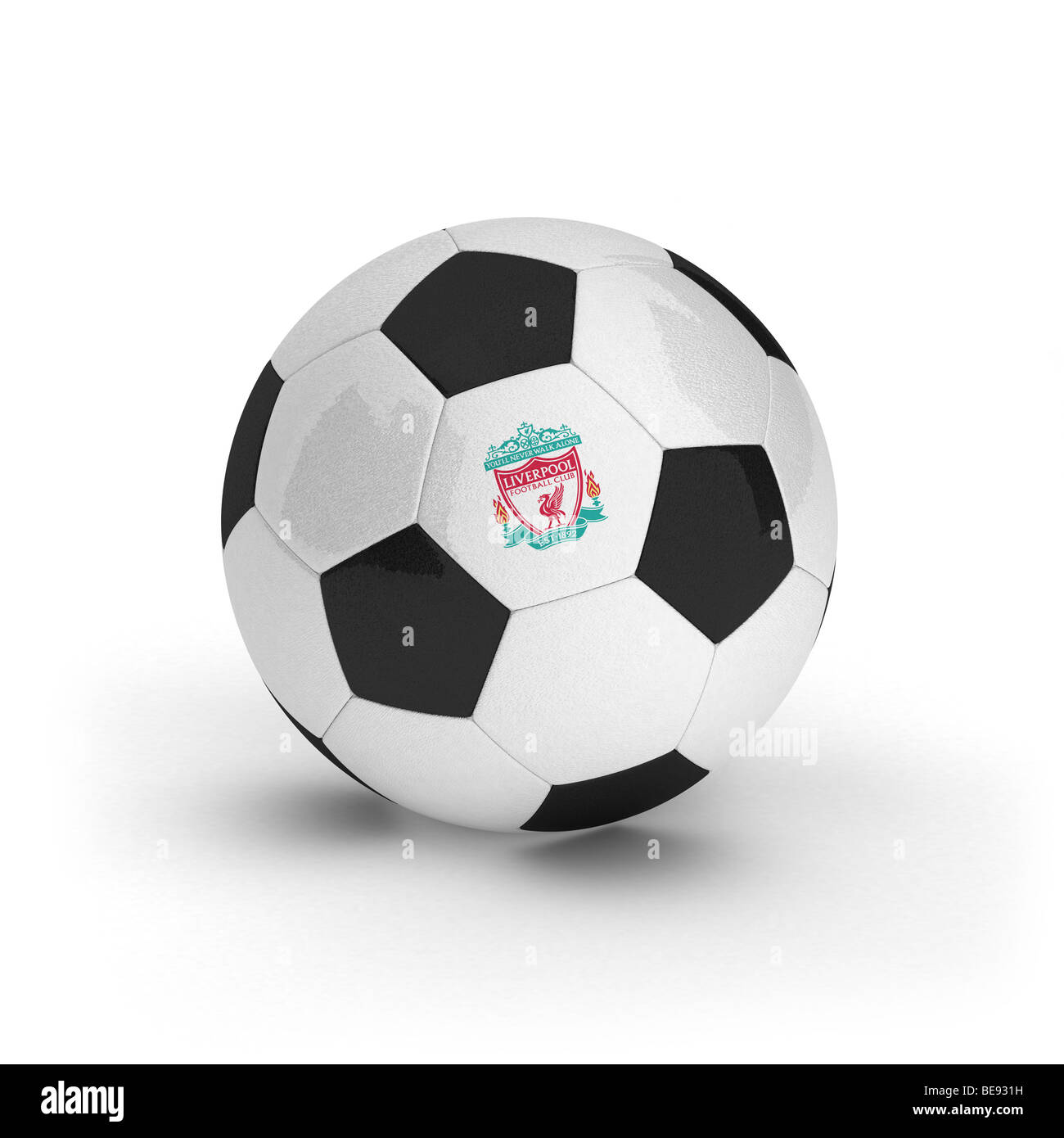 Liverpool Football Club emblem on a football Stock Photo