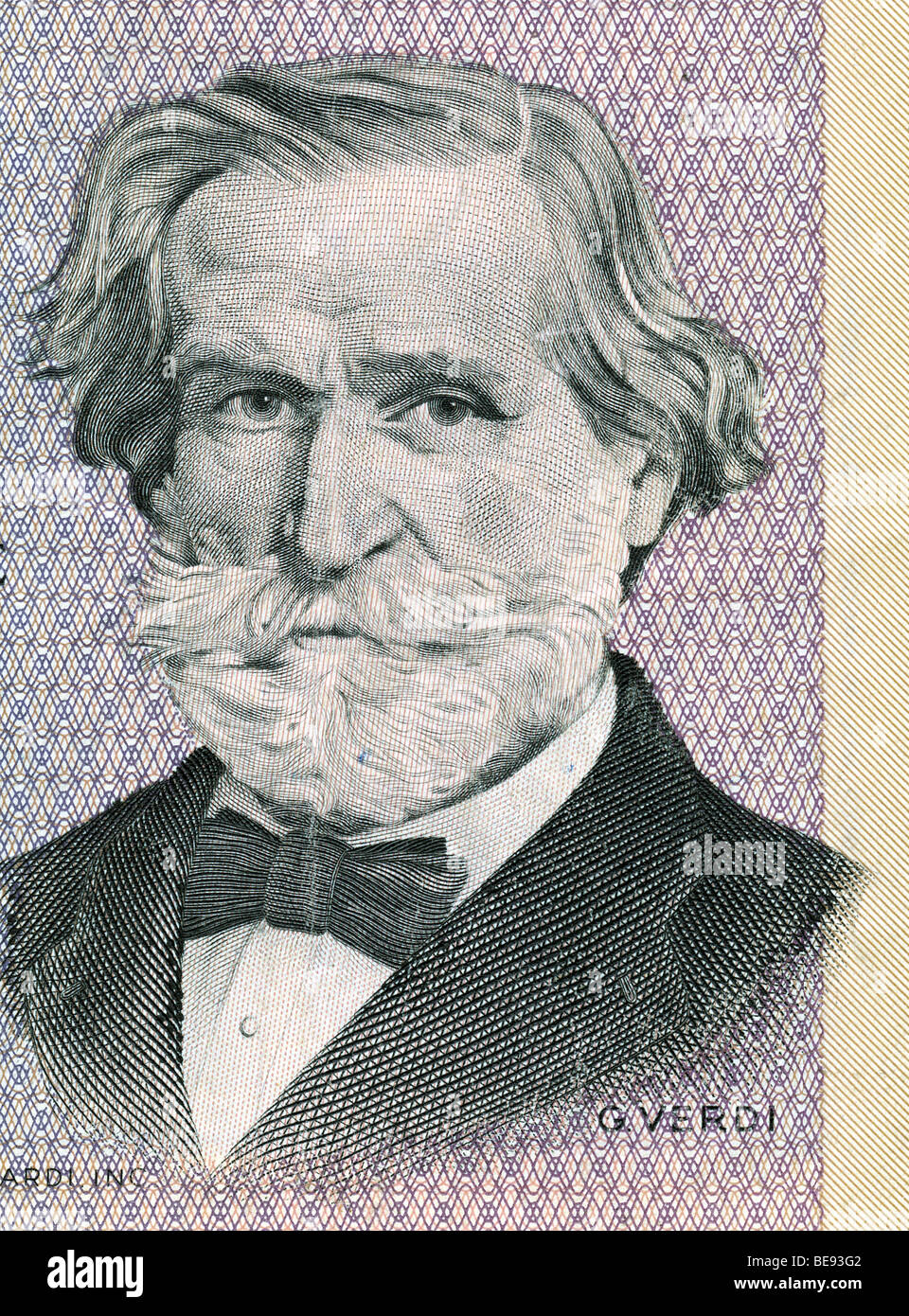 Italy, former Lira 1000 banknote, Giuseppe Verdi Portrait. Stock Photo