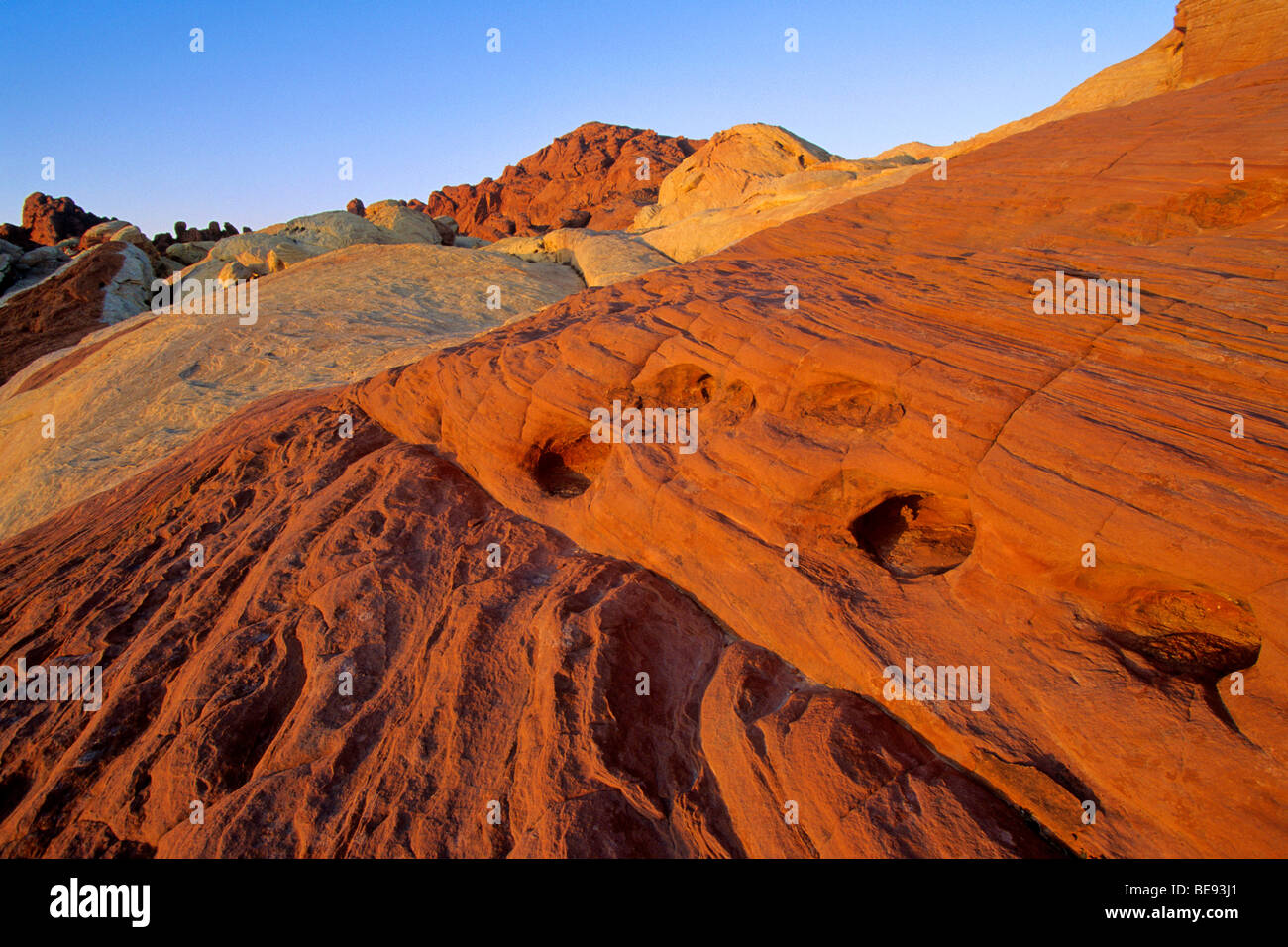 Valley of Fire State Park, colorful Aztec sandstone, northeast of Las Vegas, Nevada, USA Stock Photo