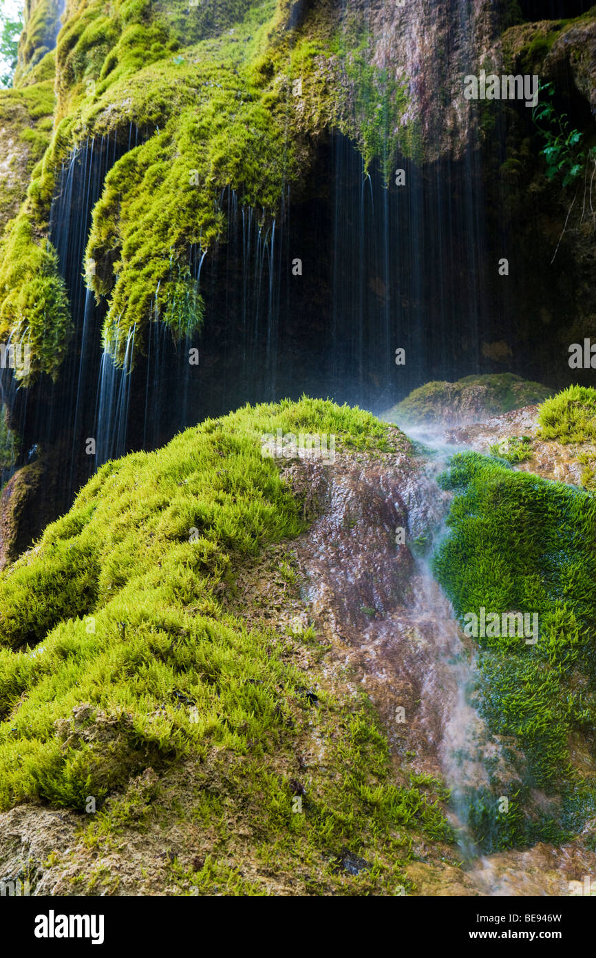 Schleierfaelle waterfalls, Ammergau, Upper Bavaria, Bavaria, Germany, Europe Stock Photo