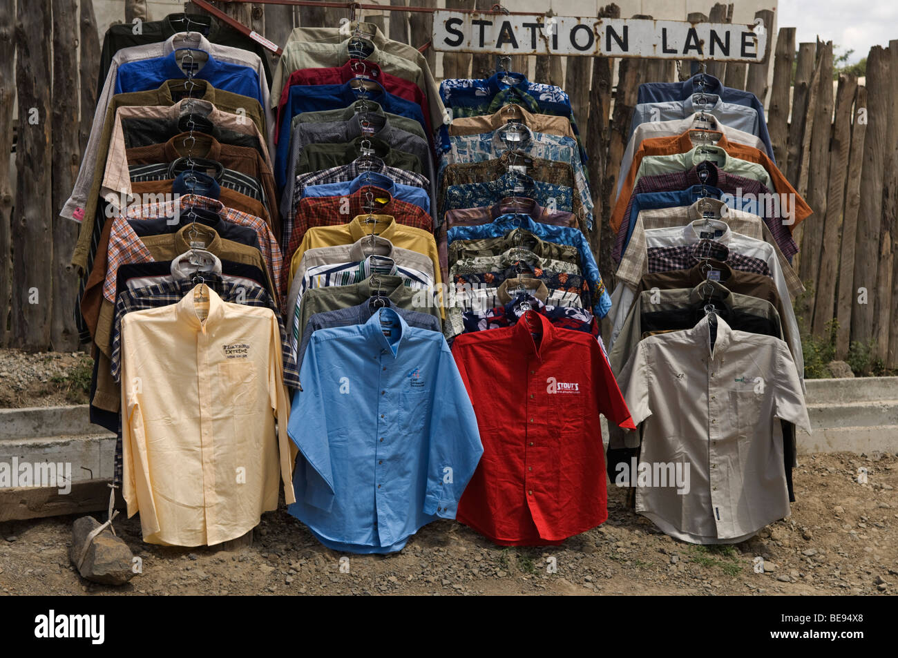 Shirts for sale, streetscene, Naivasha, Kenya Stock Photo Alamy