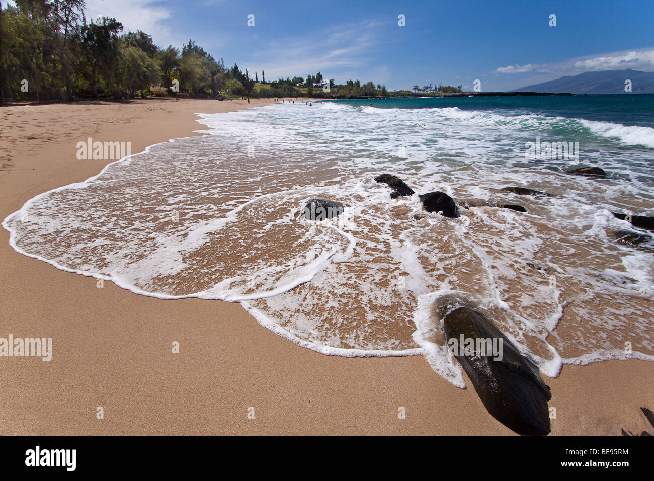 Flemming Beach is located on the North end of West Maui, just below the Ritz-Carlton Hotel, Maui, Hawaii. Stock Photo