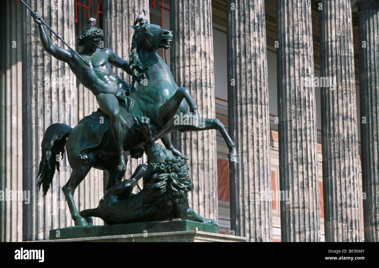 GERMANY Berlin Bronze equestrian statue The Lion Fighter by Albert Wolf