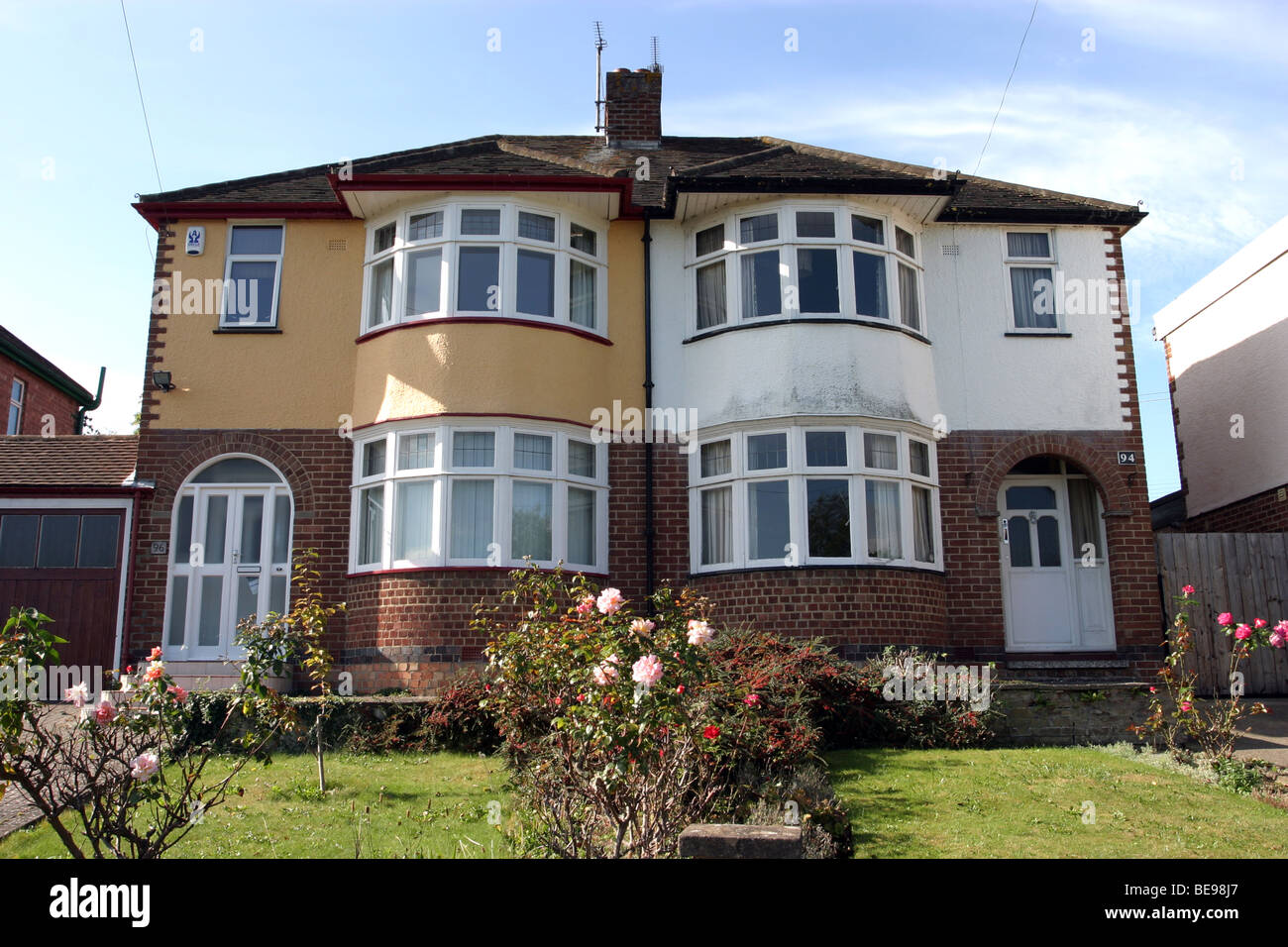 Late 1920's 1930's style semi detached House Stock Photo