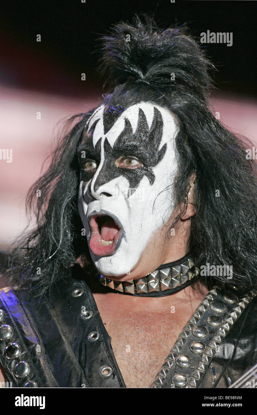 KISS - US rock group with Gene Simmons at Rockin the Corps concert in 2005 Stock Photo