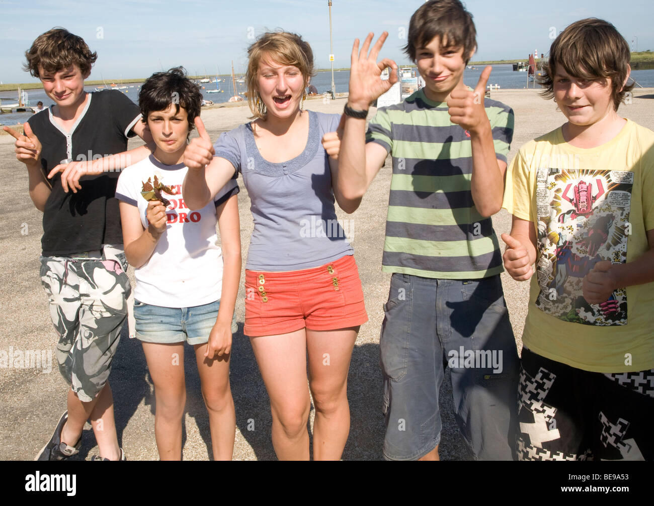 Group of teenagers having just completed a Duke of Edinburgh expedition  challenge Stock Photo - Alamy