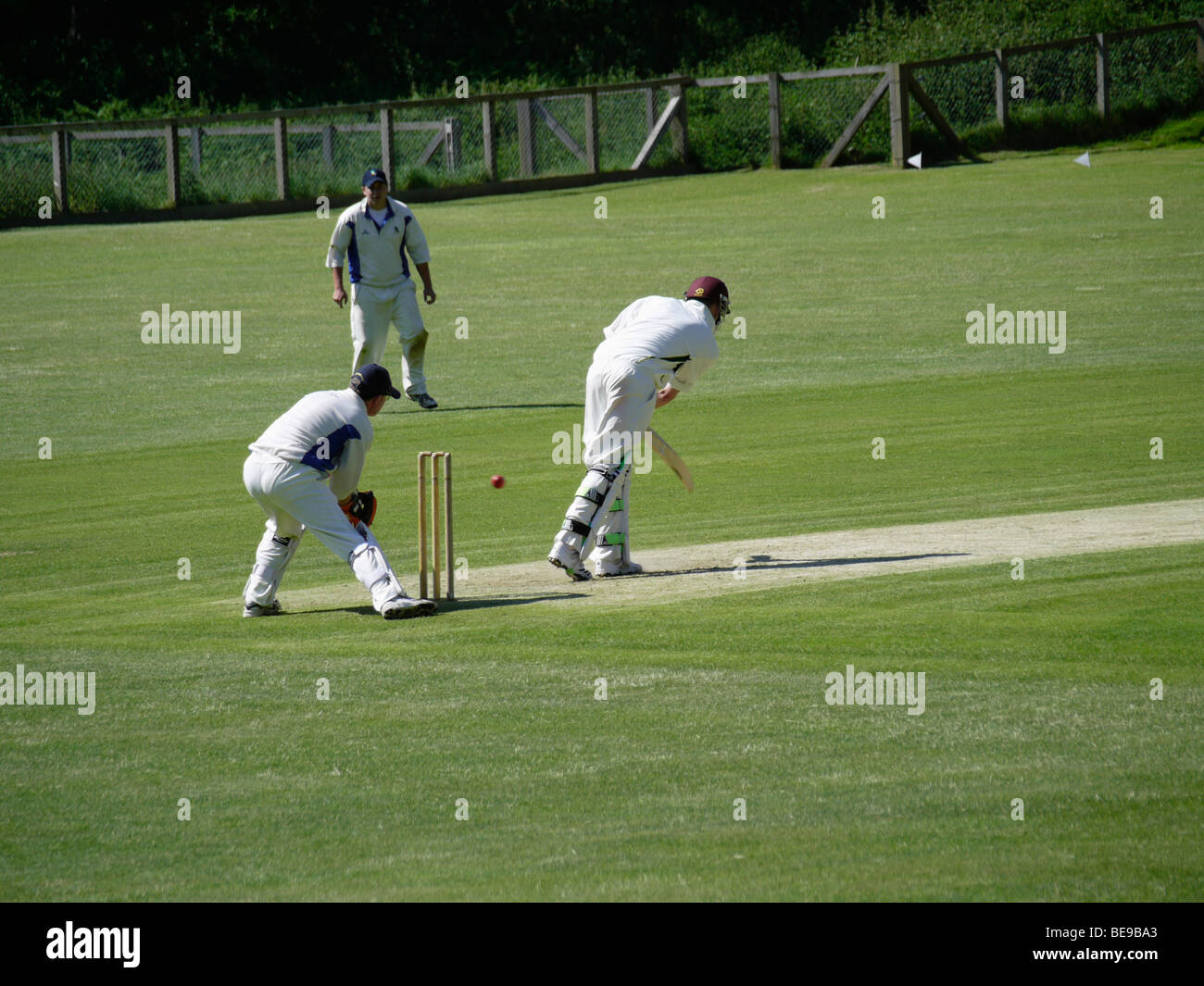 a cricket match at lynton cricket club in the valley of the rocks lynton devon Stock Photo