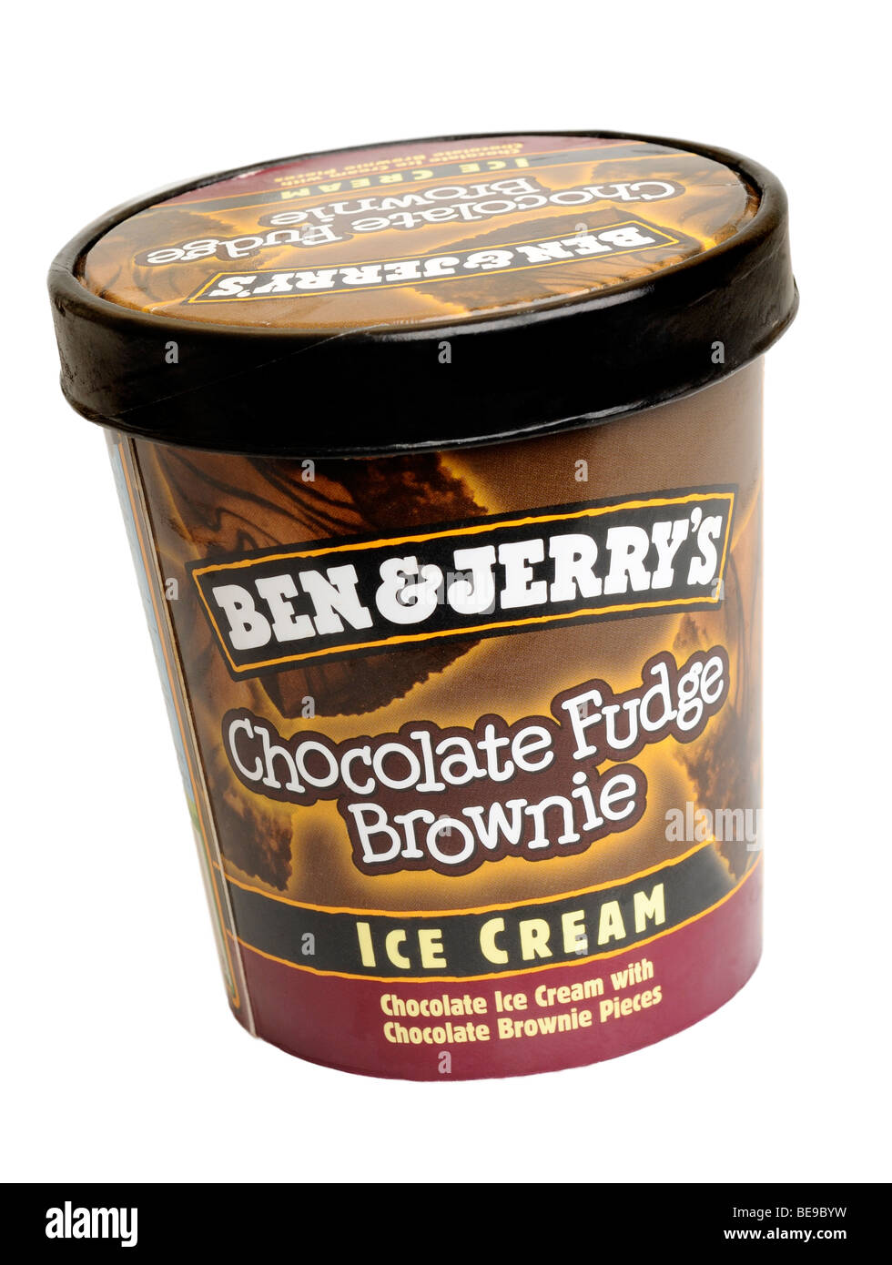 Tub of Ben & Jerrys Chocolate Fudge Brownie Ice Cream Stock Photo