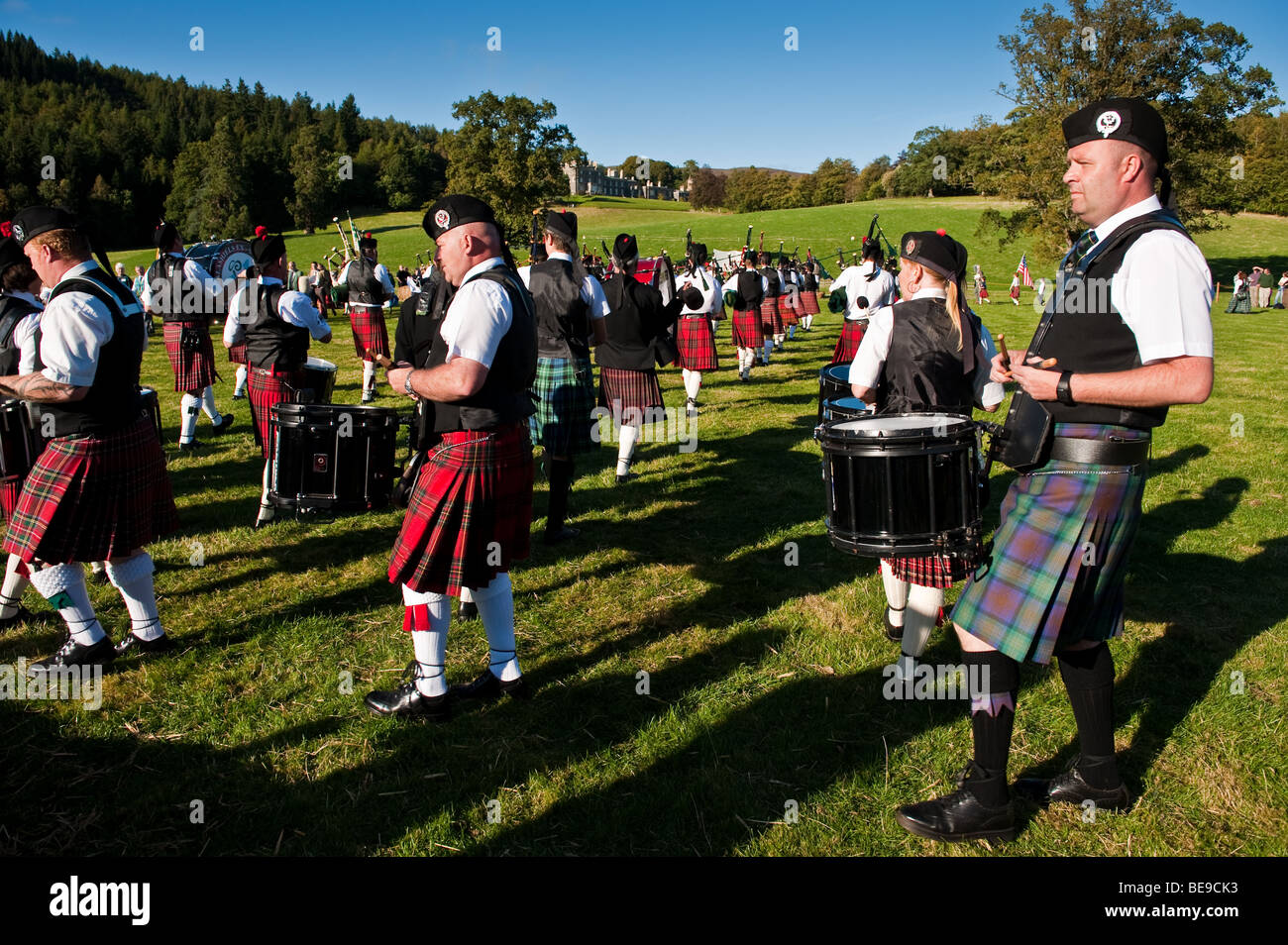 Massed pipes and drums at the 'Muster' 2009 Clan gathering