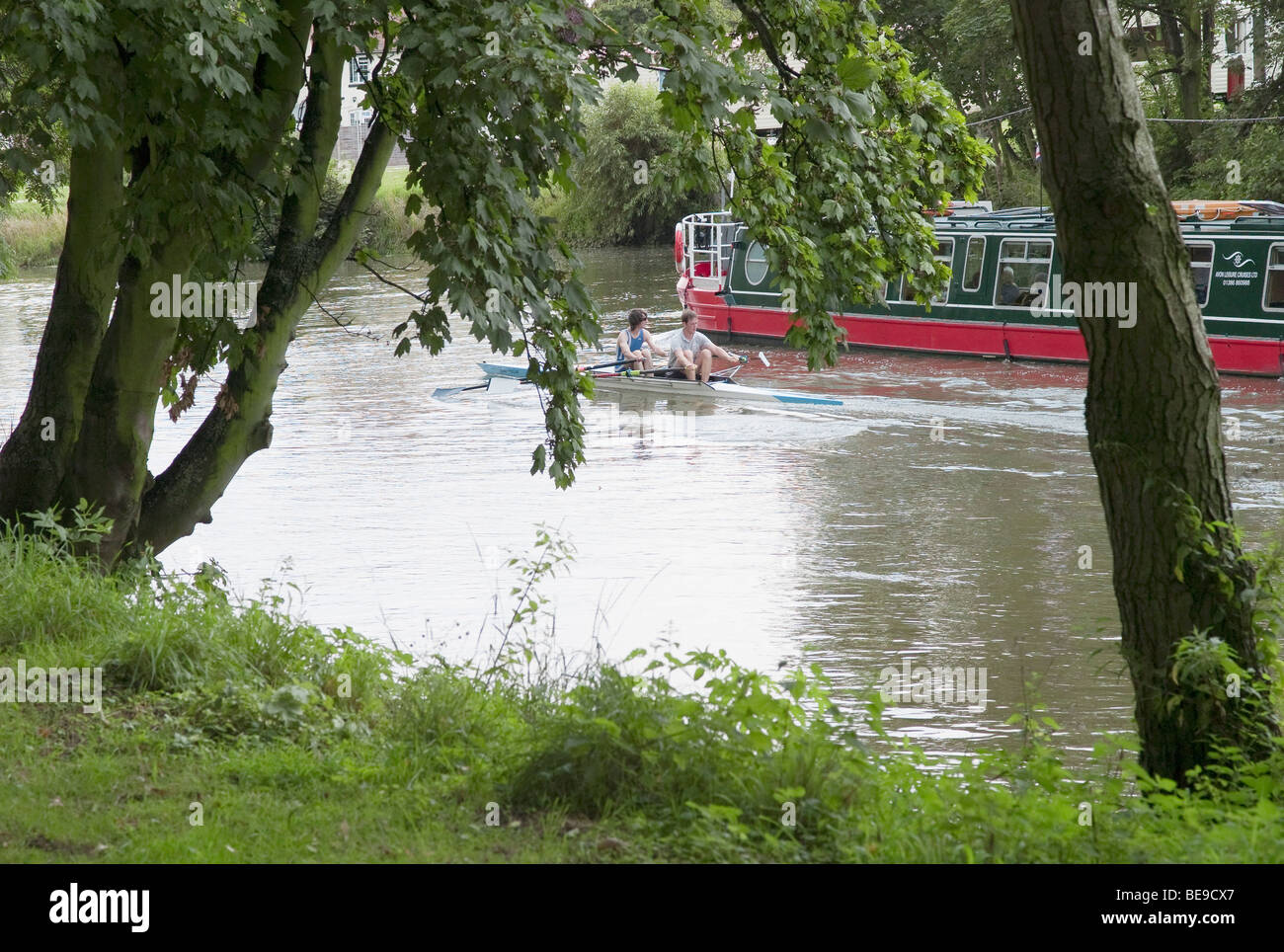 Rowers on the river avon evesham worcestershire england uk Stock Photo