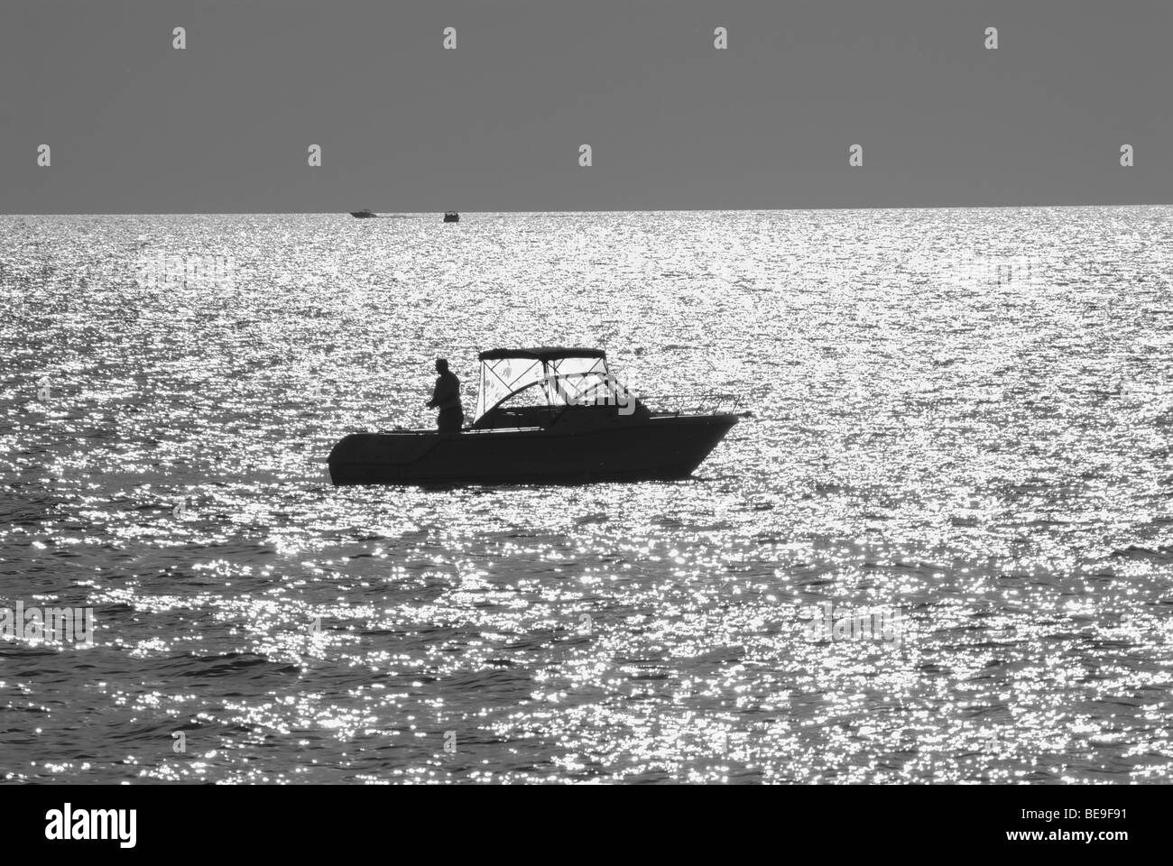 fishing boat on Lake Erie in Ohio Stock Photo