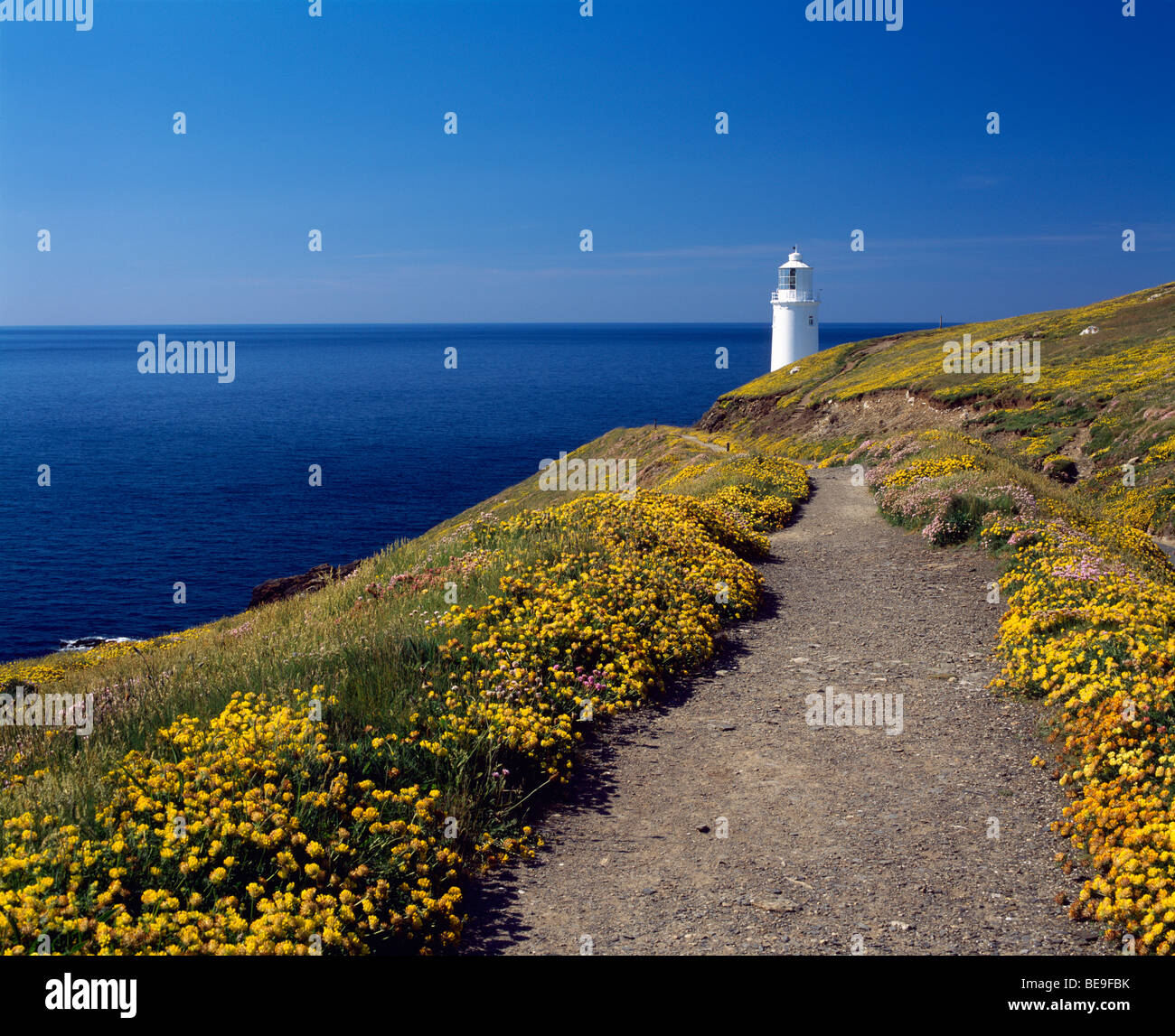 The lighthouse at Trevose Head on the North Cornwall coast near Padstow, Cornwall, England. Stock Photo