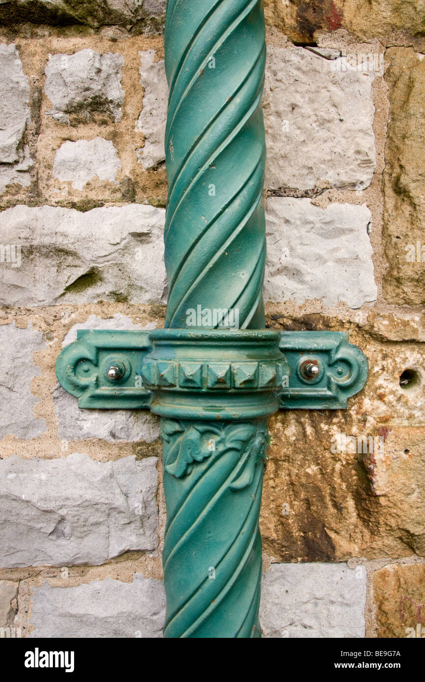 Decorated downspout at the restored Edwardian Railway Station at Grange ...