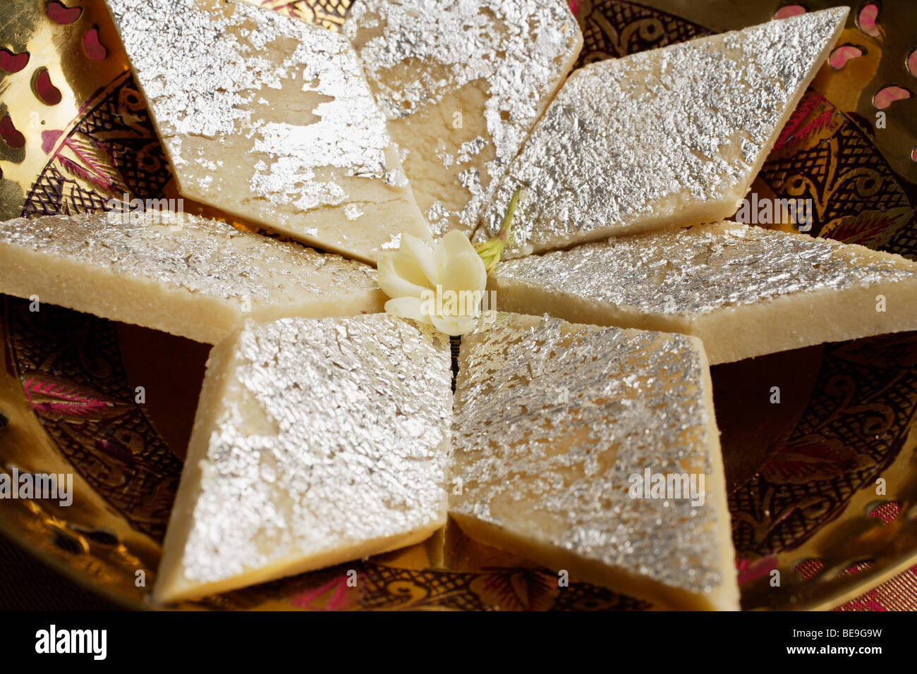 Indian sweets with silver topping Stock Photo Alamy